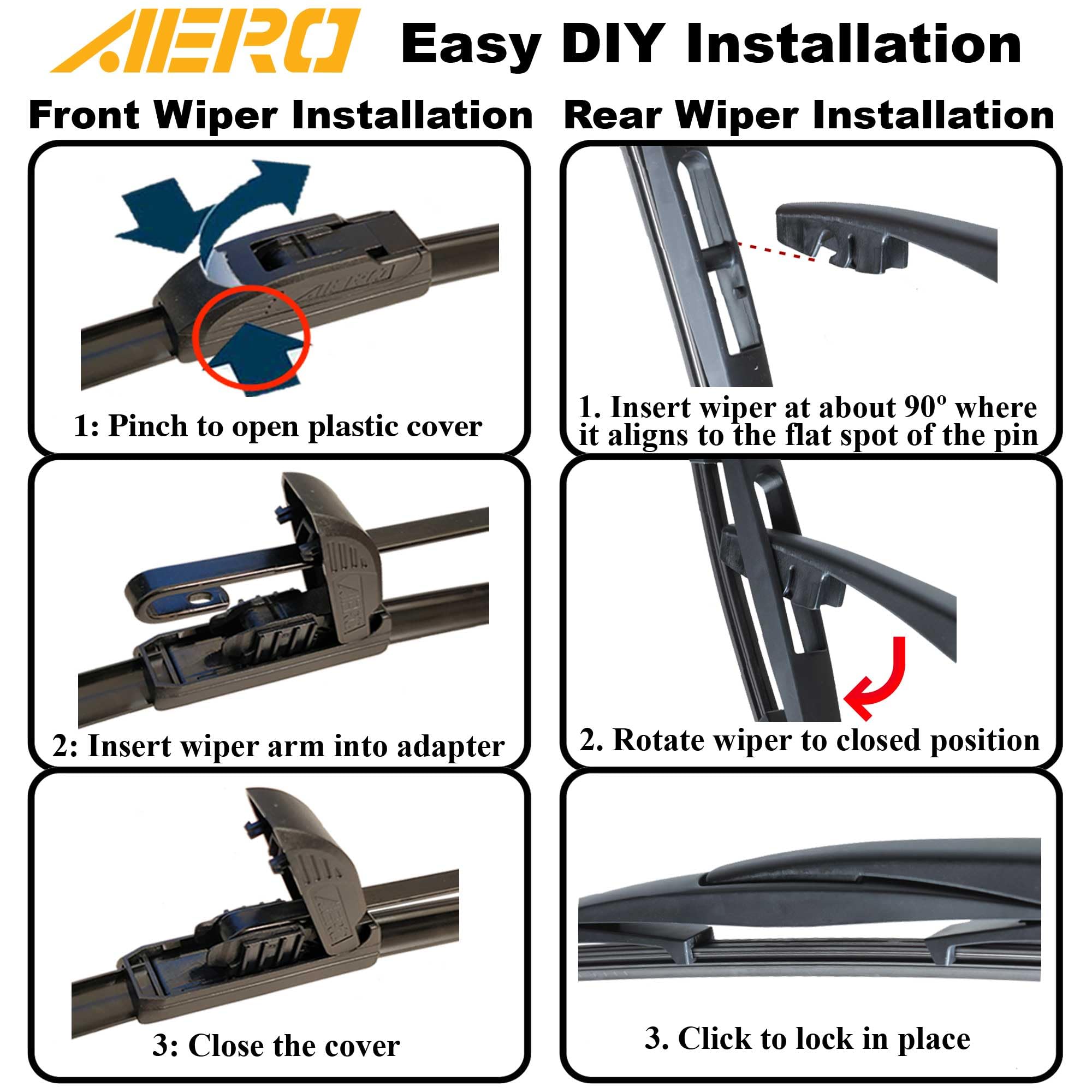 Aero Wipers Replacement For Honda Hrv Hr-V 2022 2021 2020 2019 2018 2017 2016 2015, 26''+18'' Front + 10'' Rear, Windshield Wipe