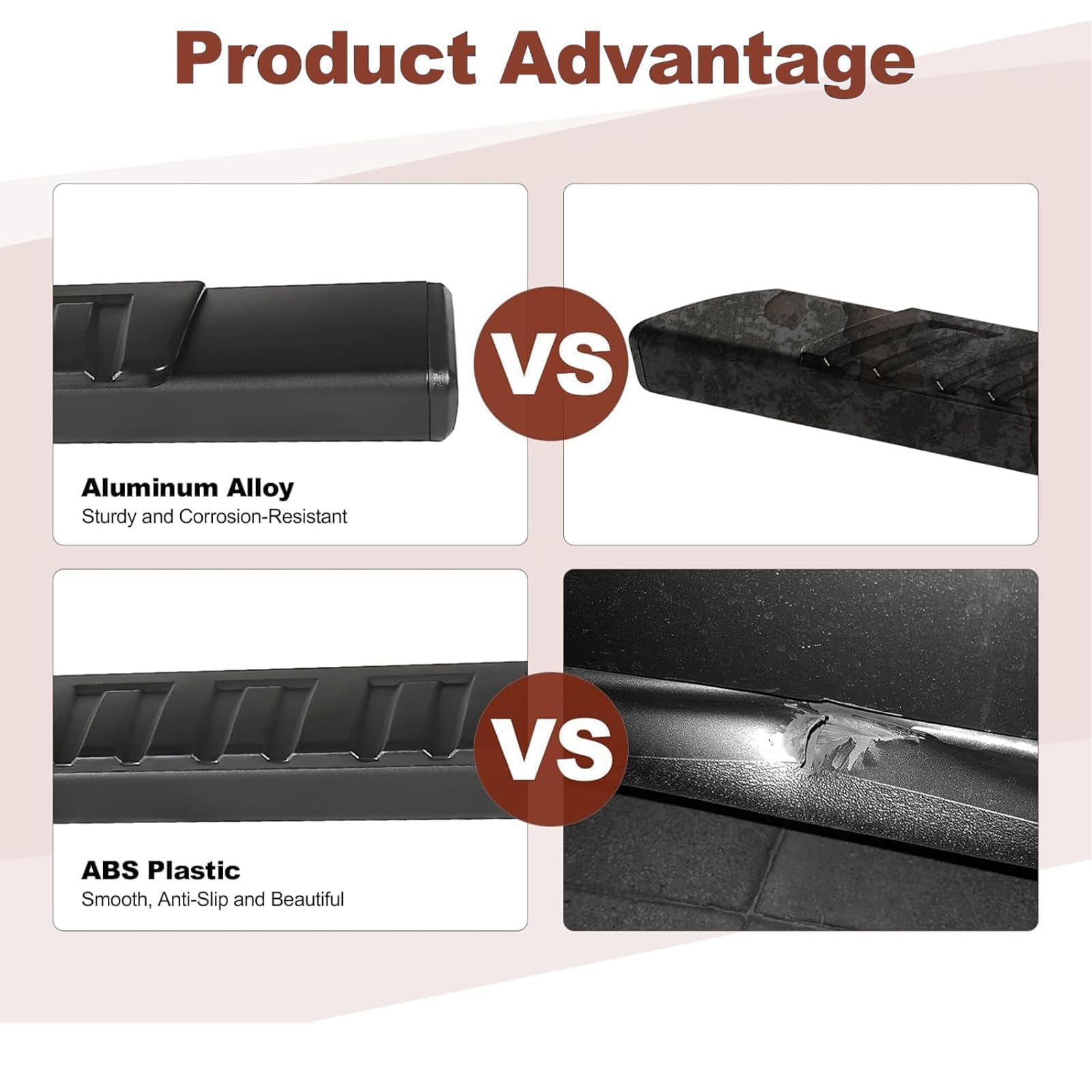 Perfit Liner Running Boards for Chevy Silverado/GMC Sierra, 6" Double Cab, Black Aluminum Alloy, Model CVGMCW060-3