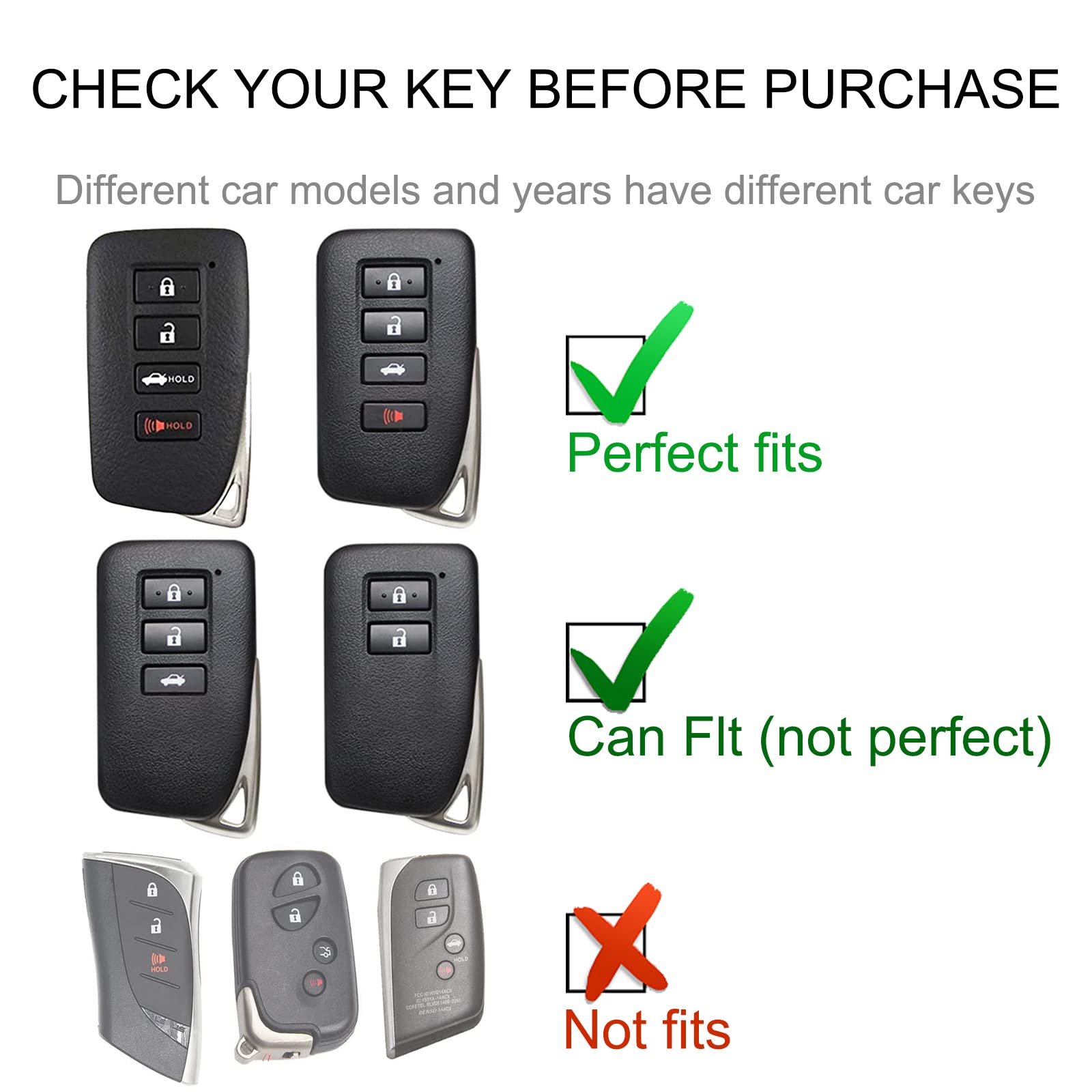 Cacarlike For Lexus Key Fob Cover With Lexus Keychain, Car Key Fob Case Compatible With Lexus Gx460 Rx350 Es350 Is250 Gx460 Lx57