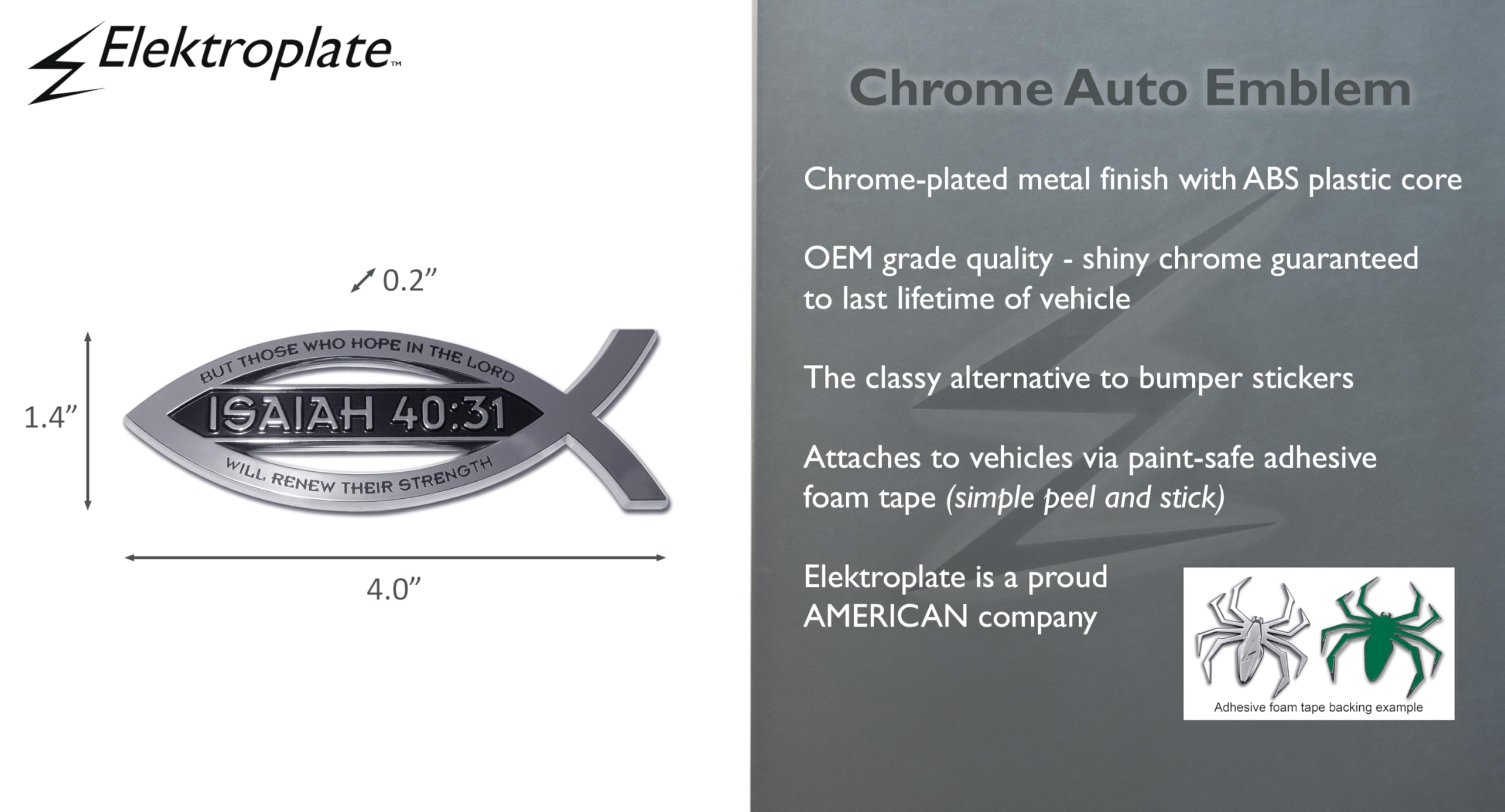 Christian Fish Isaiah 40:31 Verse Chrome Auto Emblem