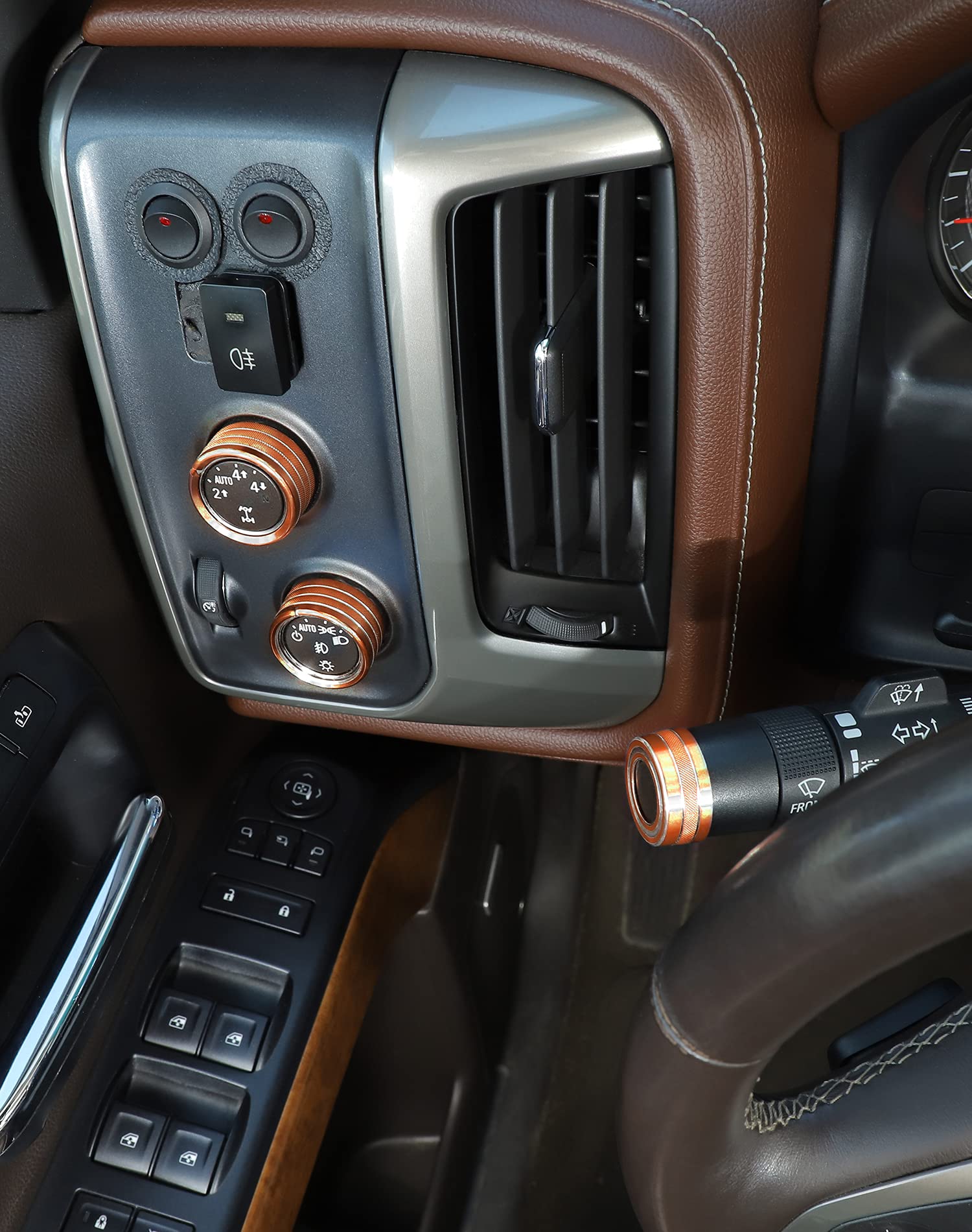 Jecar Center Console Switch Button Trim Air Conditioner Control Knob Cover For Chevy Silverado & Gmc Sierra 2014-2018, Orange