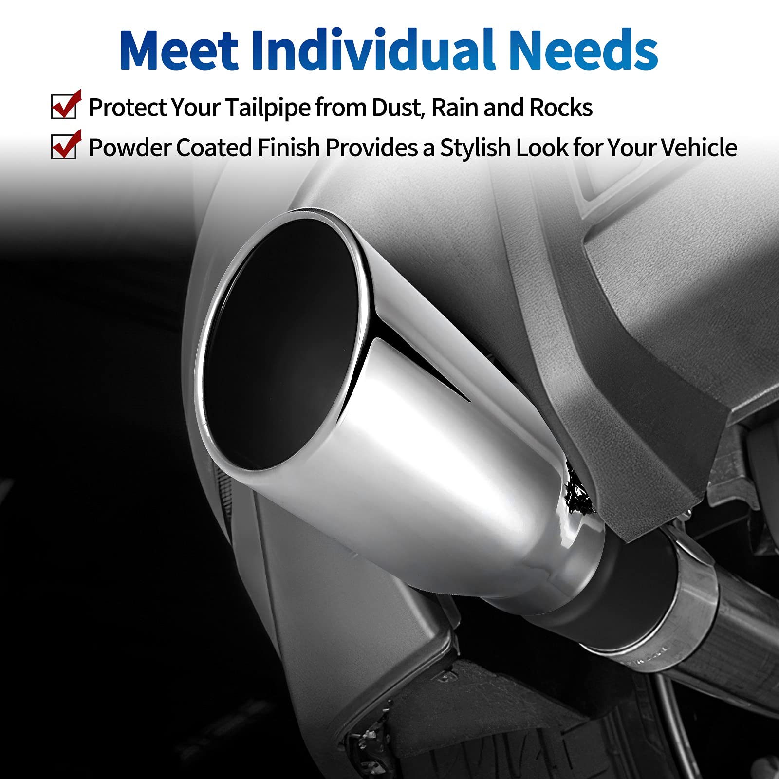 AUTOSAVER88 3.5" Inlet Black Exhaust Tip, 5" Outlet, 12" Length, Stainless Steel, Chrome-Plated Finish, Model HAAU2EuiP