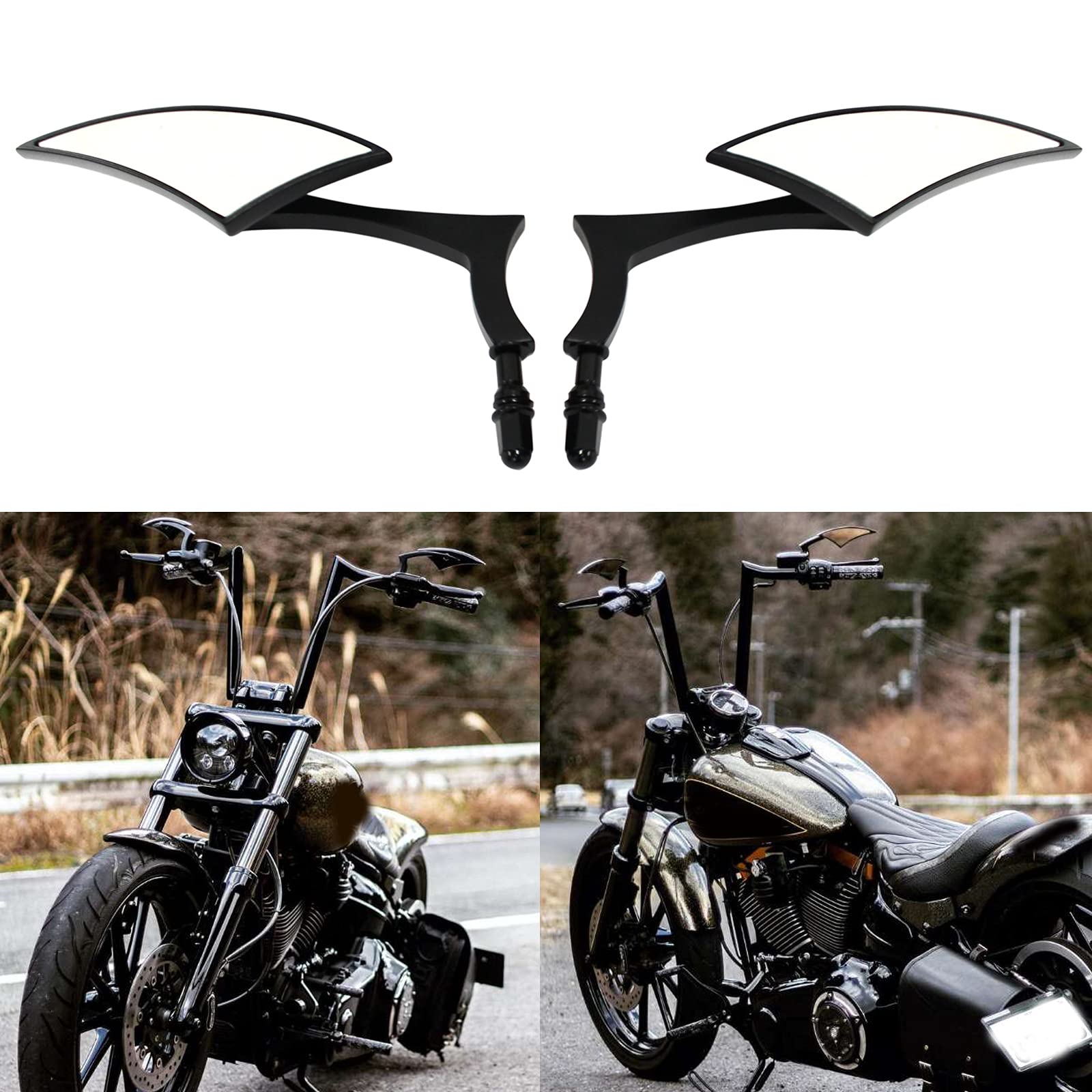 Motorcycle Black Blade Rear View Mirrors For Harley Cruiser Bobber Chopper Sportster 883 1200