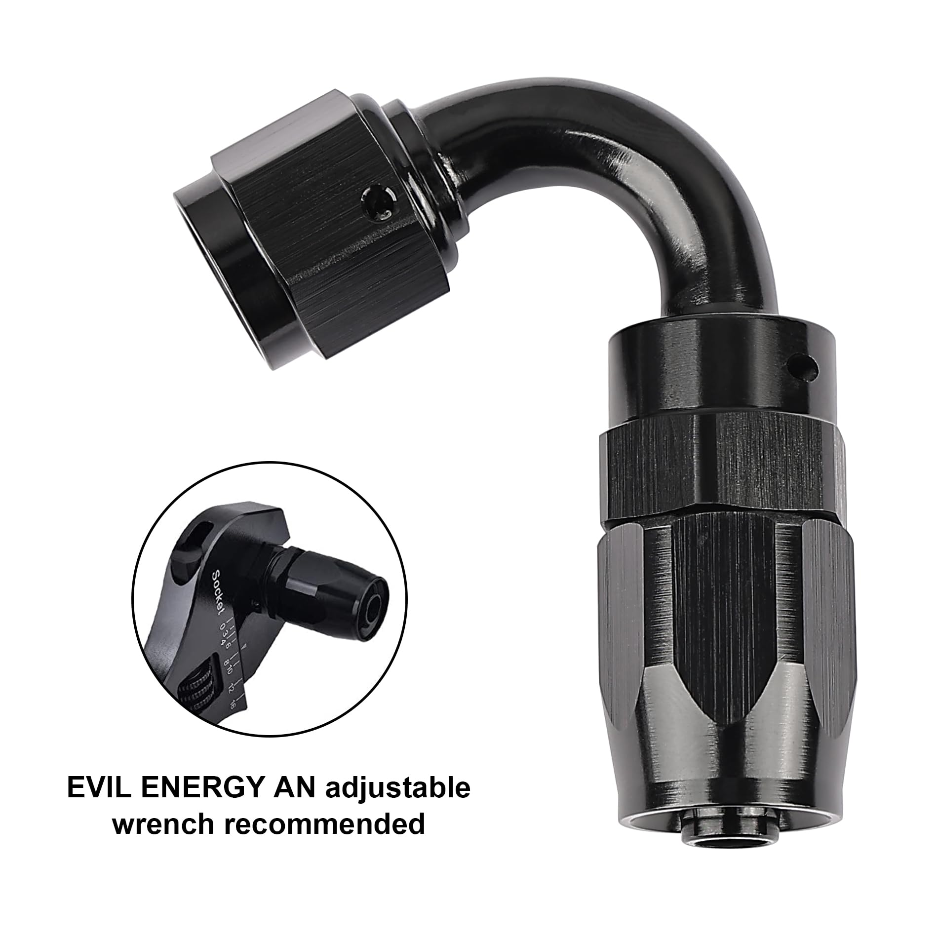 Evil Energy 8An Hose End Fitting 120 Degree Swivel For Cpe Braided Fuel Hose Black