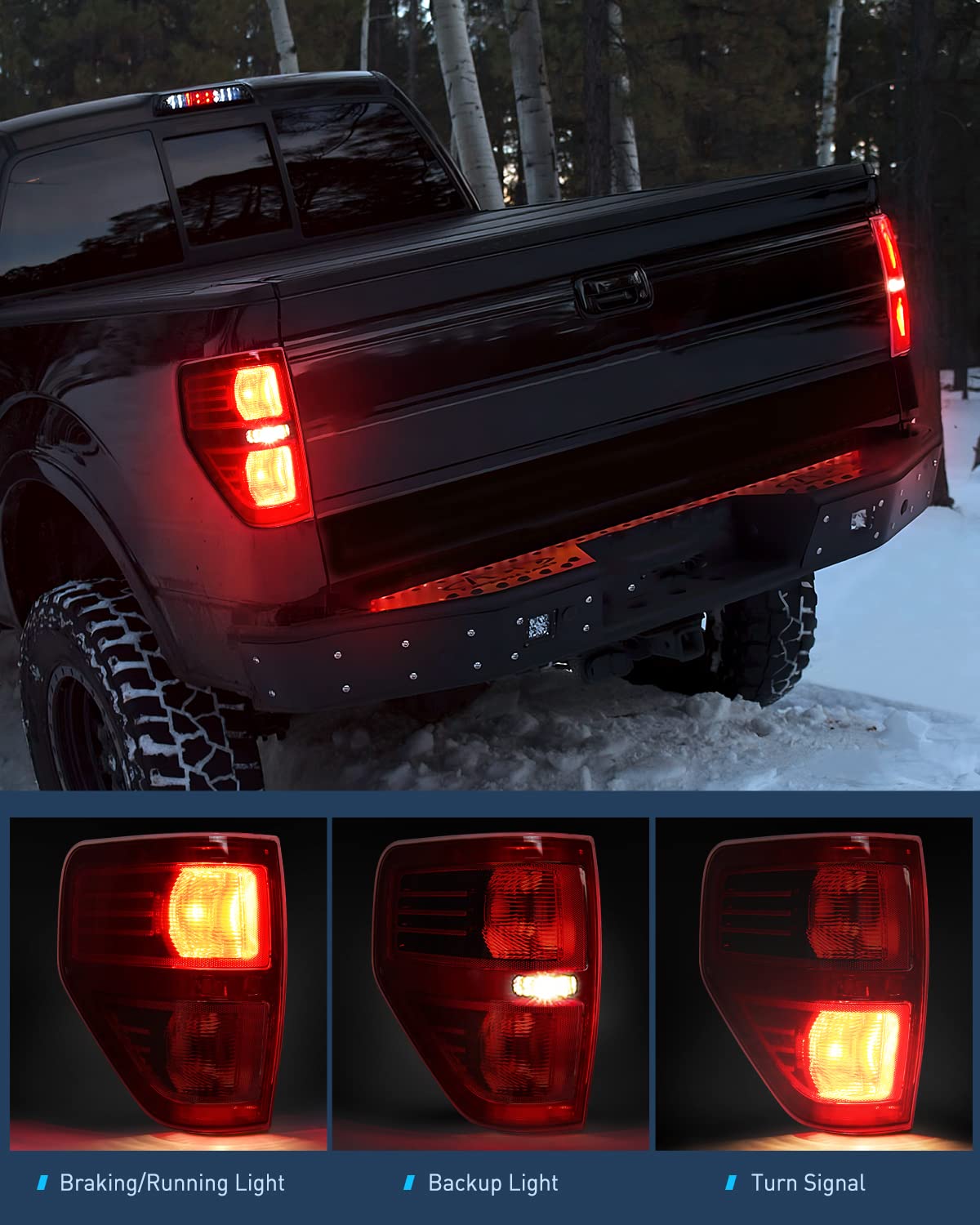 Nilight Driver Side Taillight Assembly For 2009 2010 2011 2012 2013 2014 Ford F-F150 F150 Pickup Truck Right Side Rear Lamp Repl