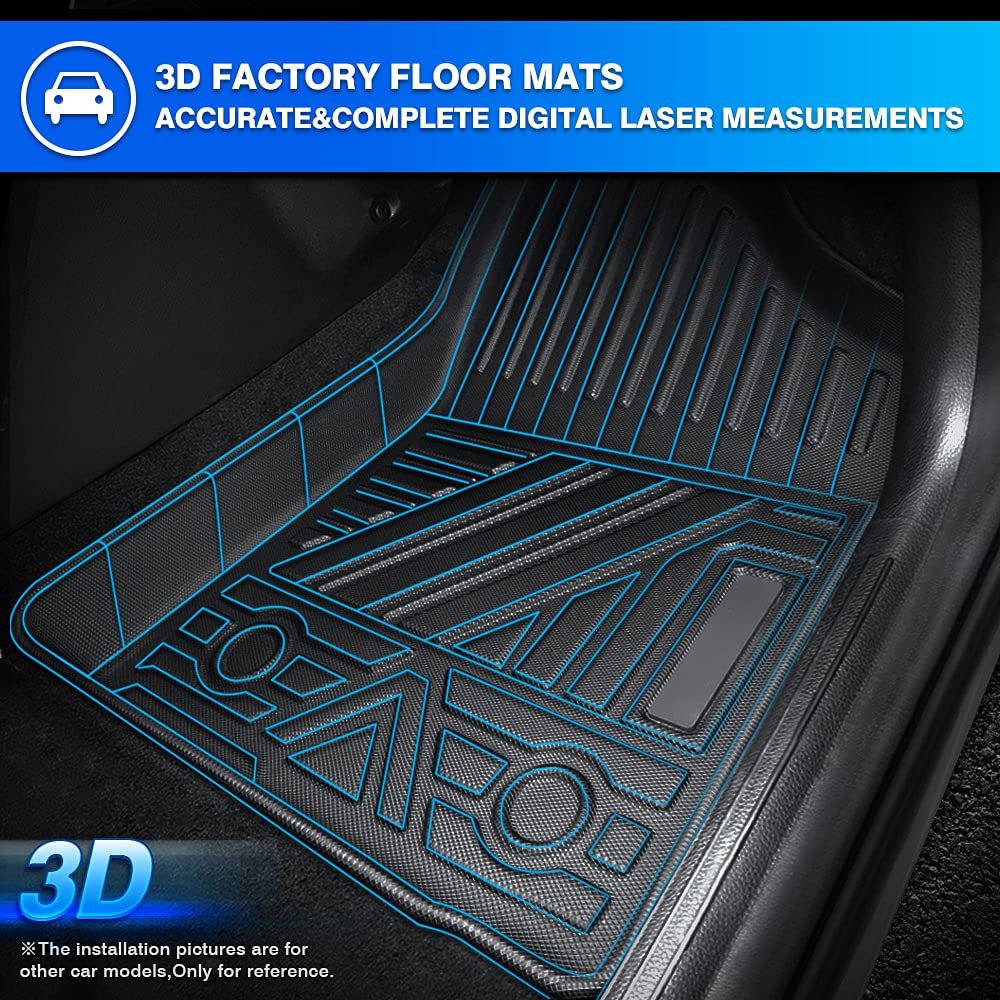 T Tgbros Floor Mats Custom Fit For 2018-2023 2024 Volkswagen Vw Atlas Accessories All Weather Protection Tpe 2 Rows Floor Liners
