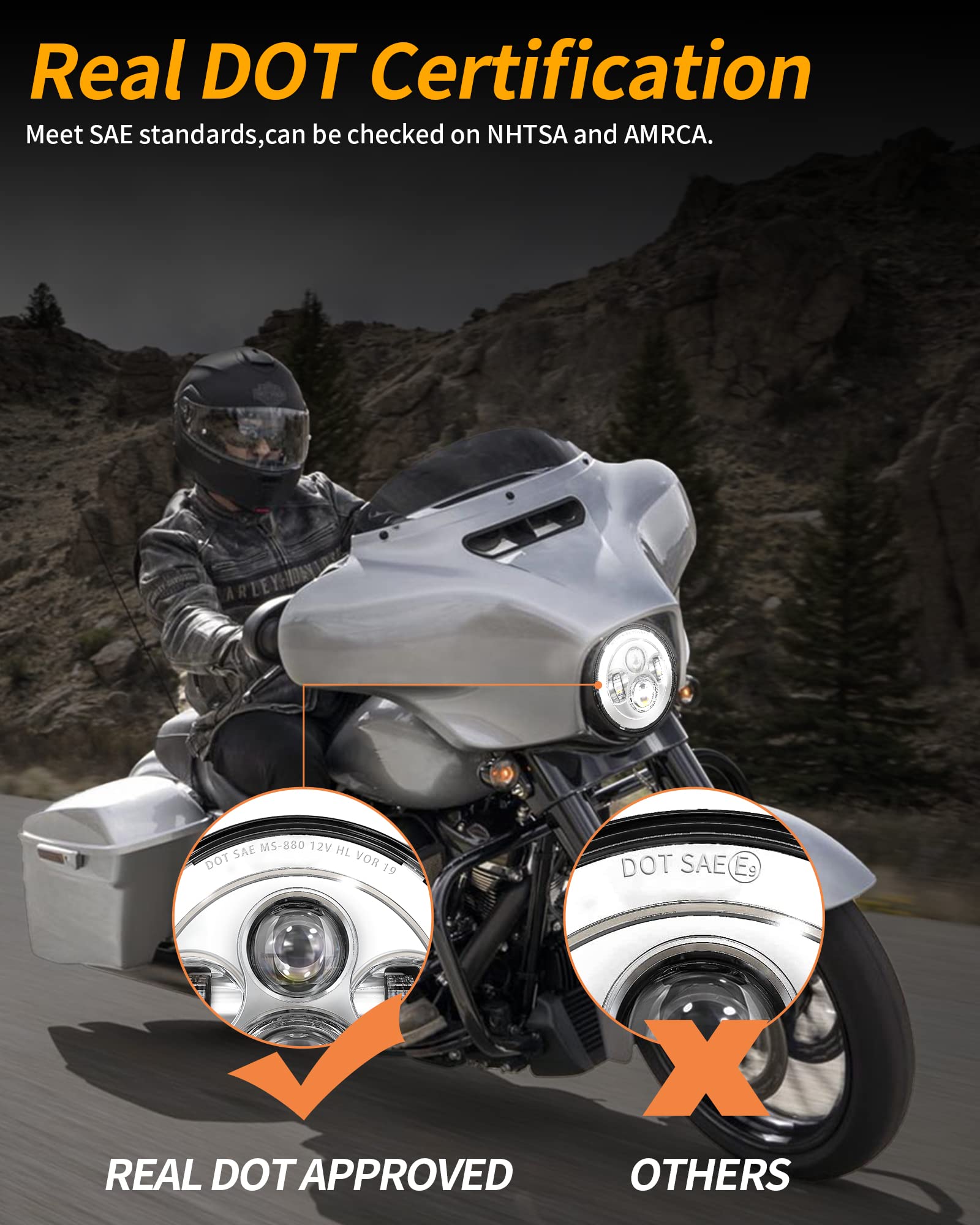 Xpctd 7 Inch Led Headlight Kit For Street Glide Road King Electra Glide Ultra Classic Fat Boy Tri Cvo Heritage Softail Slim Delux Ultra Limited Chrome