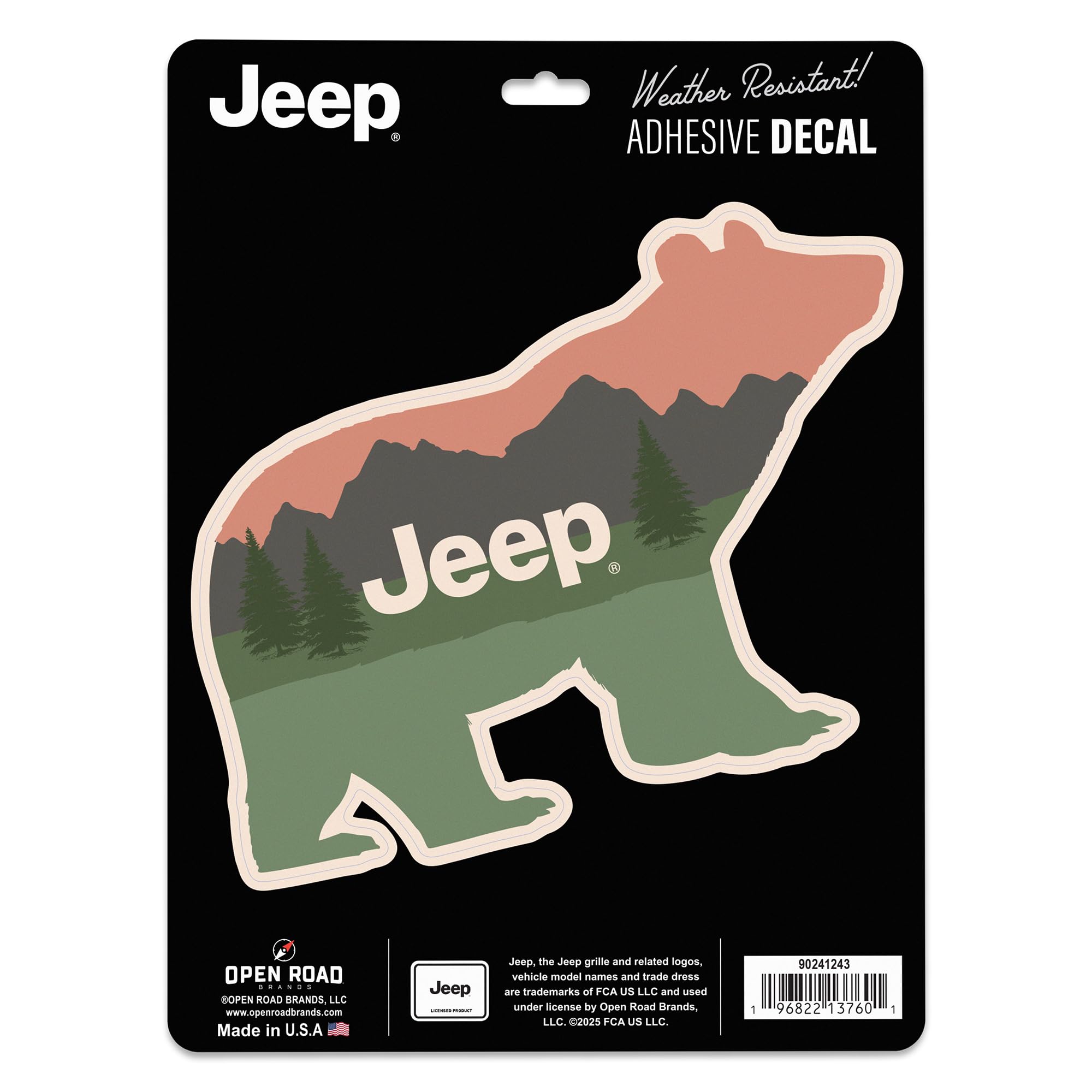 Jeep Bear Silhouette Adhesive Vinyl Decal - Outdoor-Themed Jeep Sticker for Water Bottle or Laptop