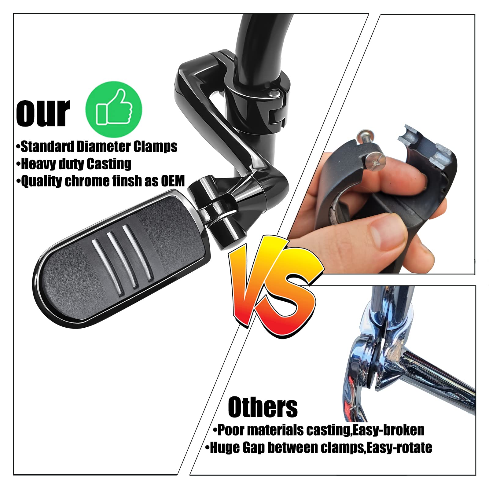 Yenhur 1.25'' Highway Pegs Kit,Gloss Black Finsh,Strength Steel Clamps,Extension Arms And Streamliner Pegs Fit For Harley Davids
