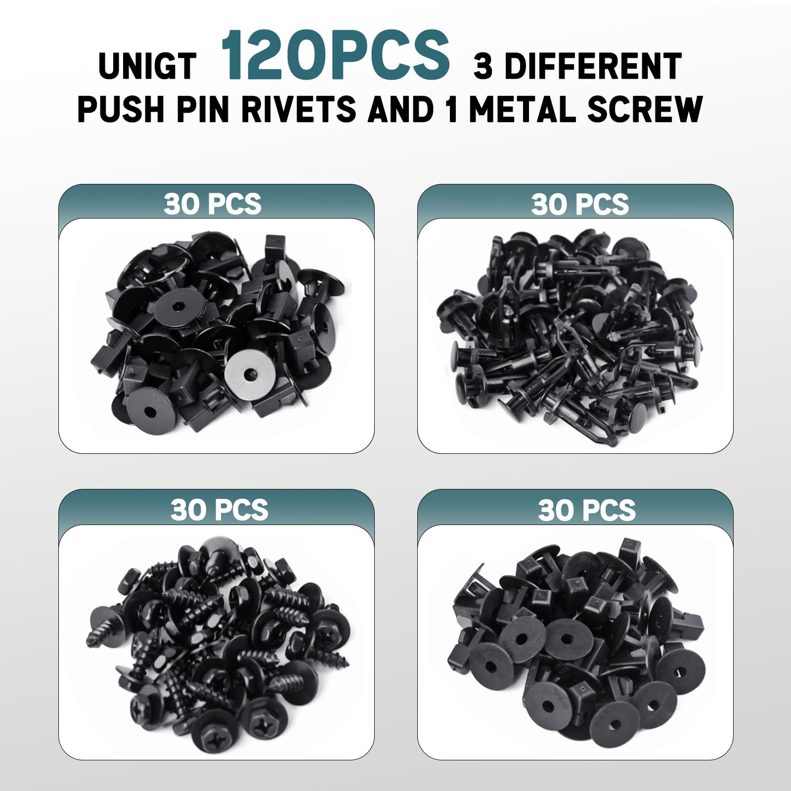 UNIGT 4 in 1 Body Bumper Screw Bolt 90159-60498 with 52161-16010 Fender Liner Clips Compatible with Toyota Lexus Wheel Well Line
