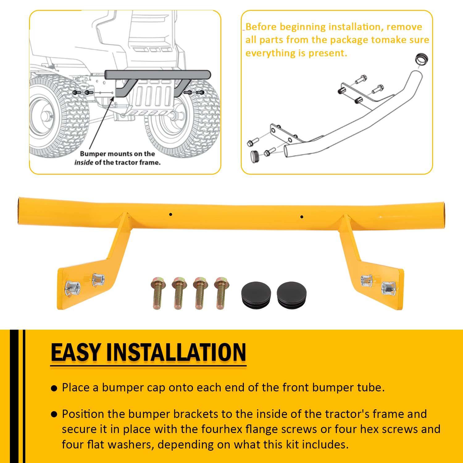 USSKYBOY Yellow Front Bumper Kit for CUB Cadet GT XT1 XT2 50, Model 19A30020100, Alloy Steel