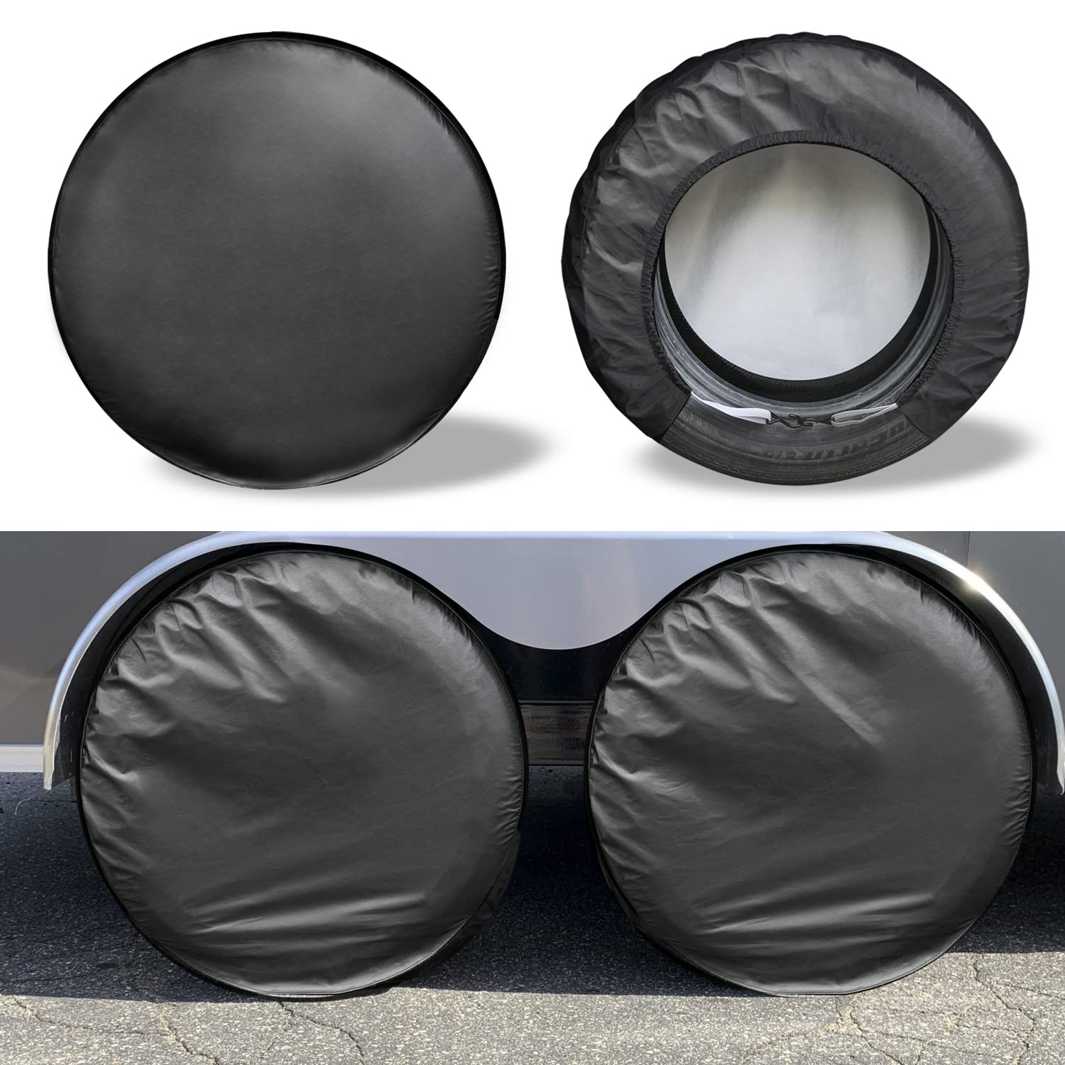 Kayme Rv Tire Covers 4 Pack, Travel Trailer Camper Truck Suv Motorhome Sun Rain Snow Protector, Waterproof Wheel Cover, Fit 33-3