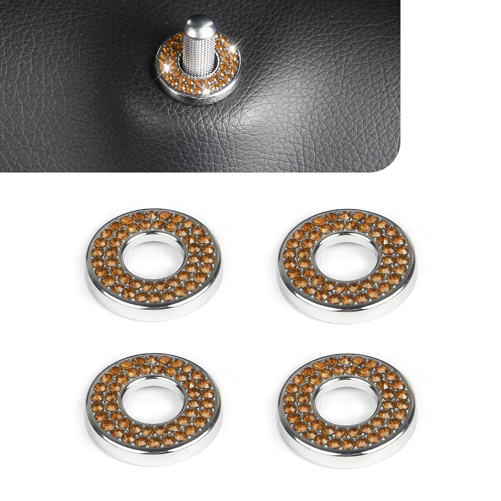 Sodcay Pack-4 Car Door Lock Covers, Rhinestone Pull Rod-Bolt Decorations, Crystal Auto Decal, Compatible For Mercedes-Benz E, A,