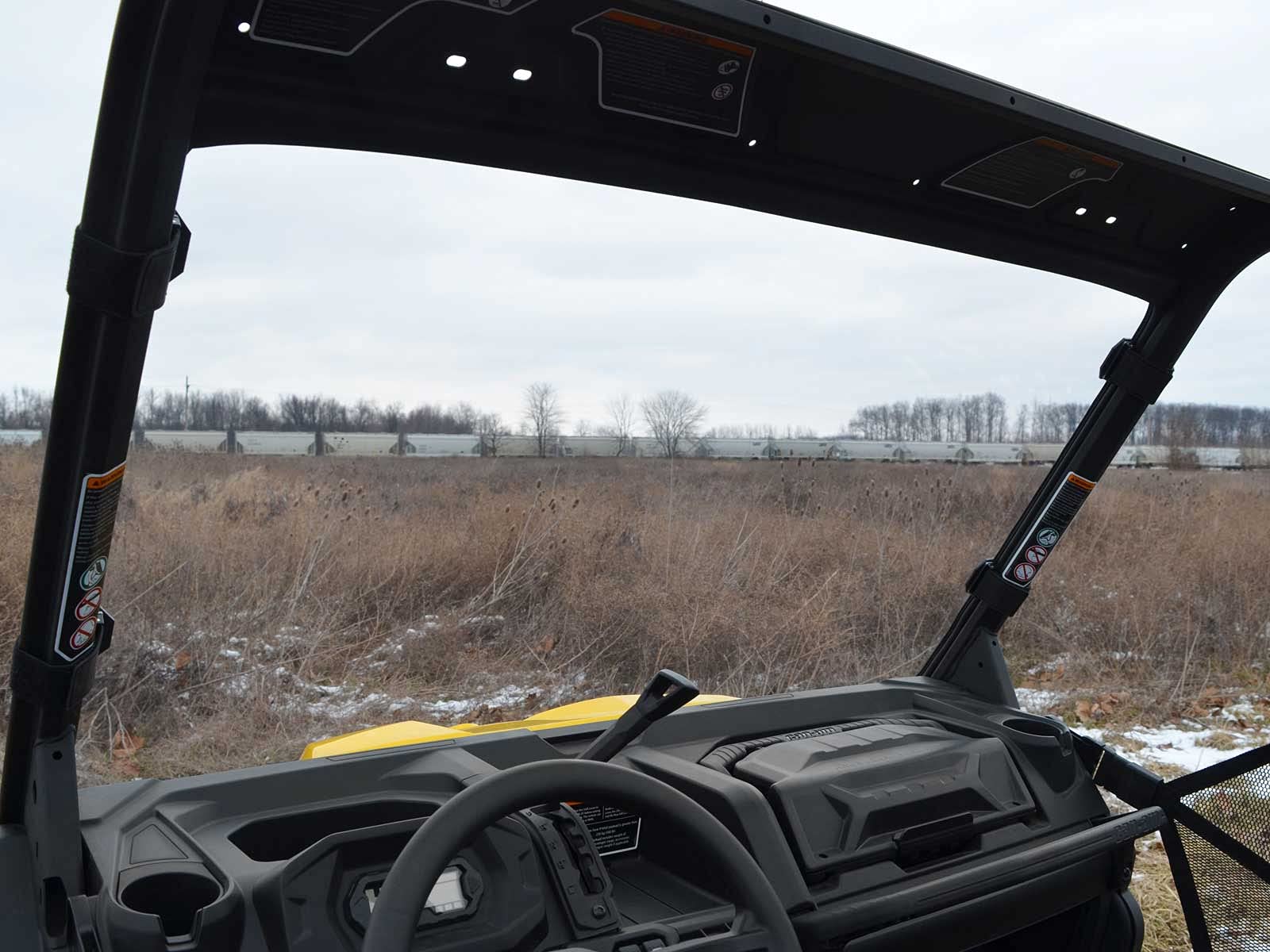 SuperATV Heavy-Duty Full Windshield for Can-Am Defender HD5/HD8/HD10, 1/4" Thick Polycarbonate, Clear, Made in USA