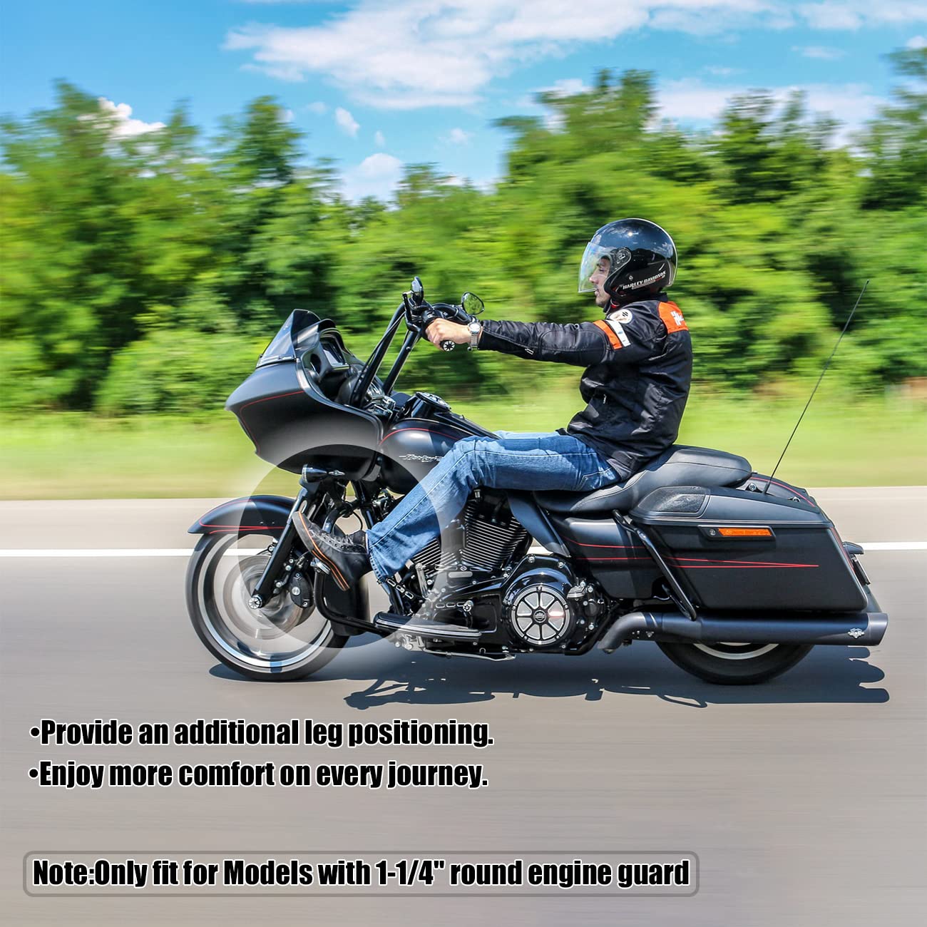 Yenhur 1.25'' Highway Pegs Kit,Gloss Black Finsh,Strength Steel Clamps,Extension Arms And Streamliner Pegs Fit For Harley Davids