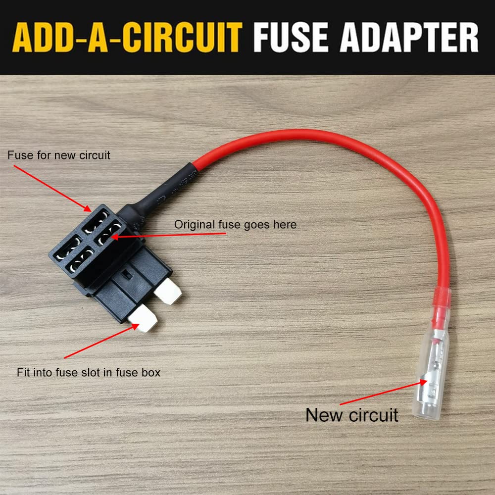 Gebildet 12V-24V Standard Add-A-Circuit Fuse Tap, Ats Medium Piggy Back Blade Fuse Holder With Wire Harness, 6 Pcs Standard Fuse
