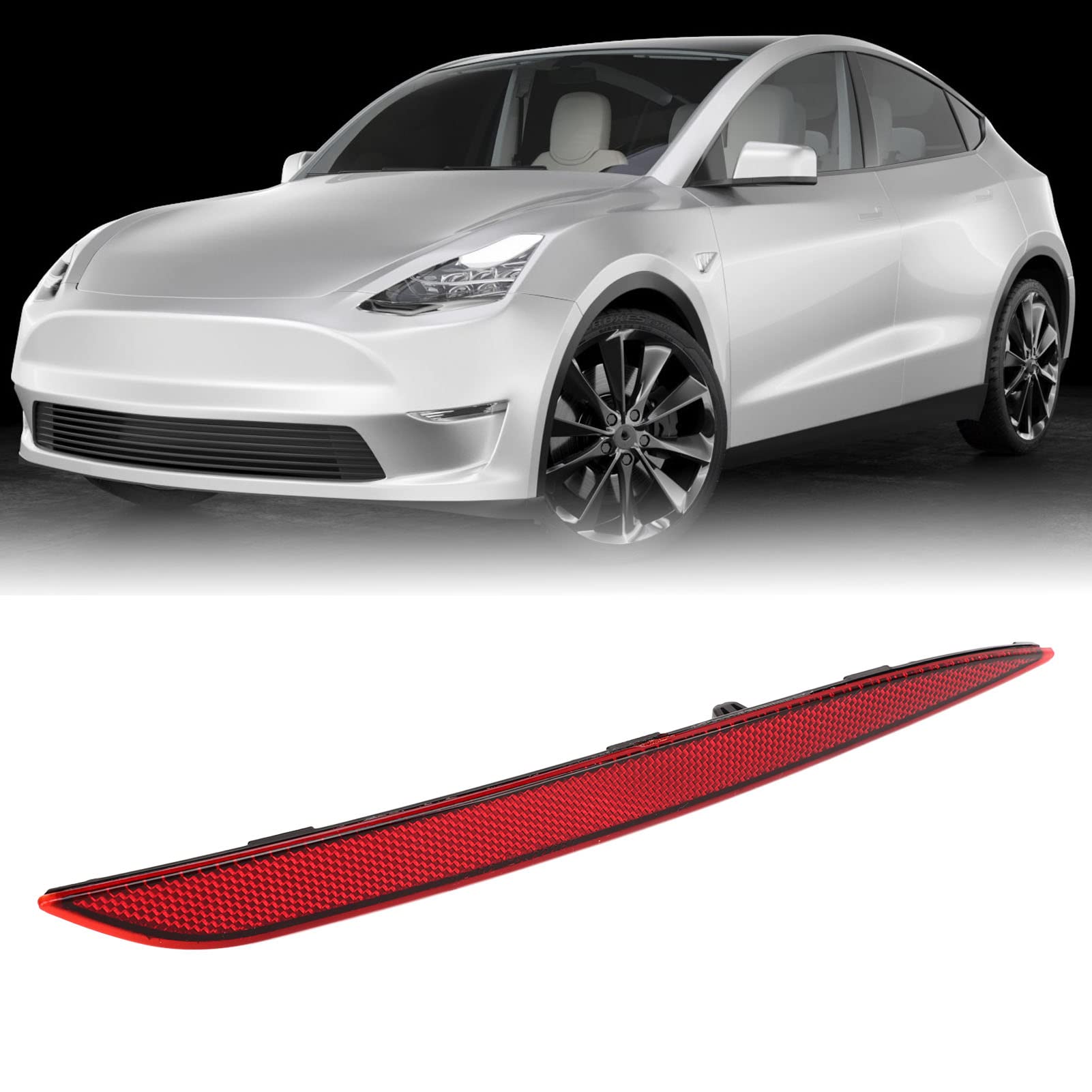 Focket Rear Bumper Reflector Light Lamp For Tesla Model Y 2020 To 2023, Waterproof Red Marker Light Lens Trim, Back Bumper Reflector In The Lower Trim For Tesla Model Y 1495818-00-C (Right)