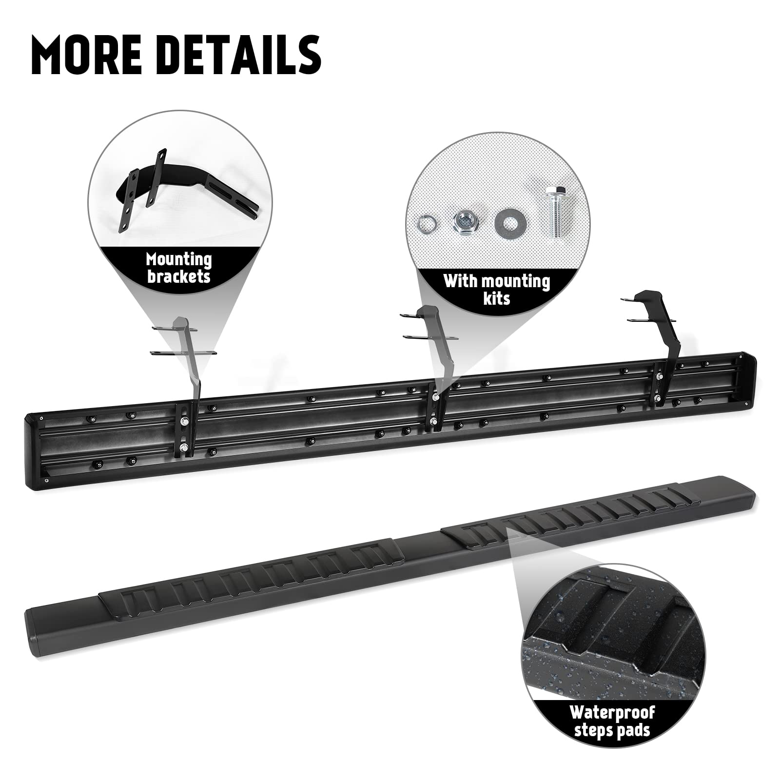 Pz 6' Running Boards For 2015-2025 Ford F-150 Supercrew Cab 4-Doors 2017-2024 Ford F250 F350 Super Duty Crew Cab Black Aluminum Alloy Side Steps Nerf Bars