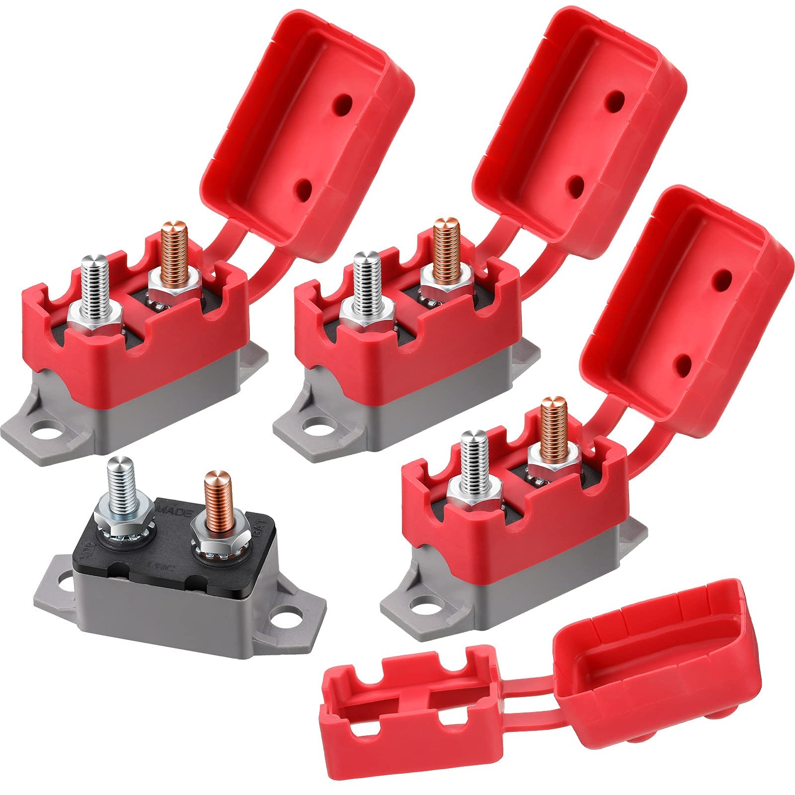 4 Pieces Dc 12V - 24V Automatic Reset Circuit Breaker Circuit Breaker With Cover Stud Bolt For Automotive And More (30 Amp)