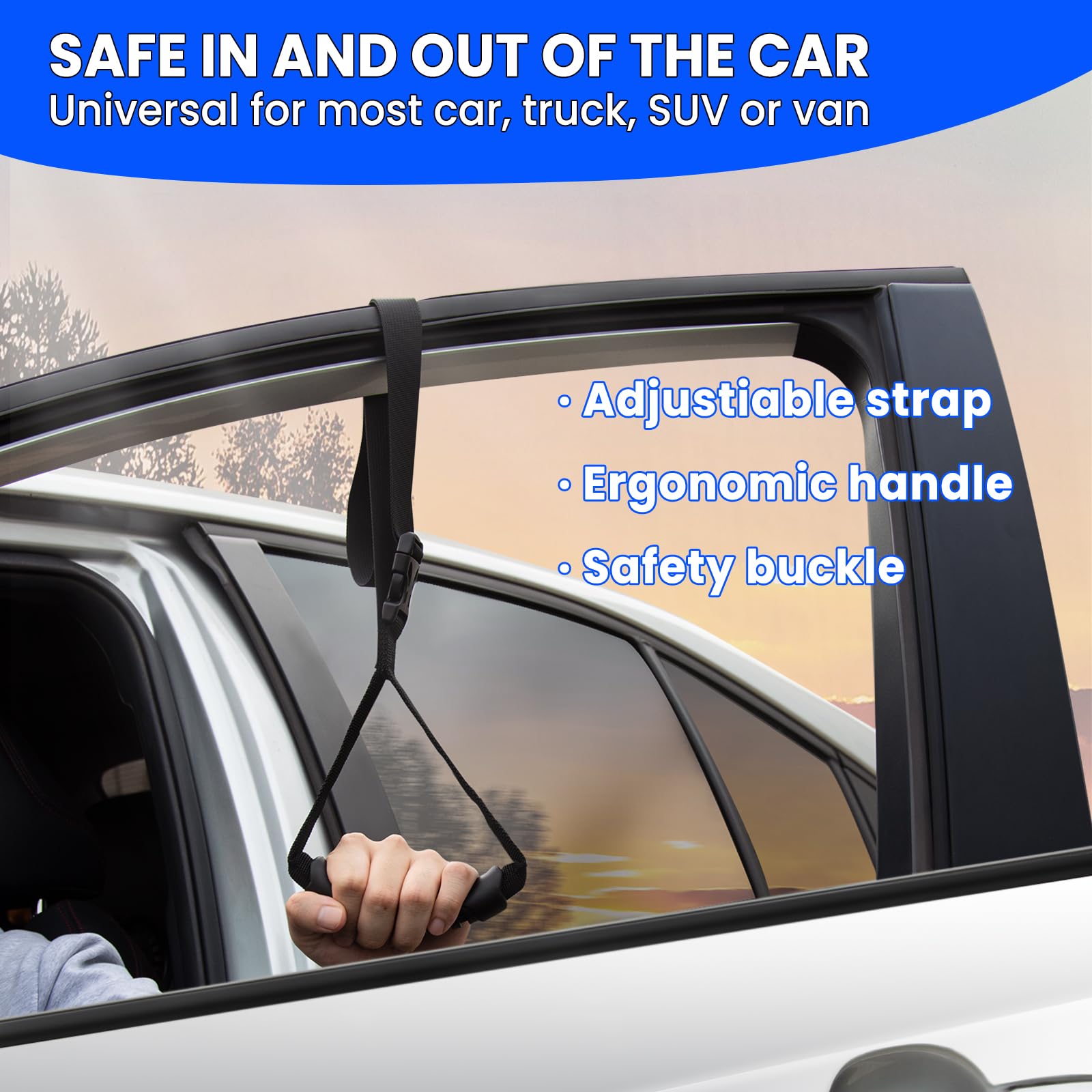 KOUNATSURI Car Handle Assist for Elderly - Multifunction Door Latch Handle, Blue