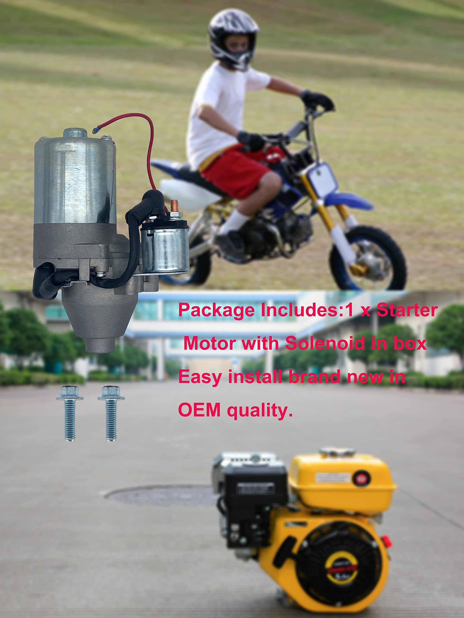 YAMAKATO Starter Motor for Honda GX160 GX200 212cc, Metal, MINI BIKE, Compatible with Predator 212, Duromax 7 HP, Lifan 6.5 HP