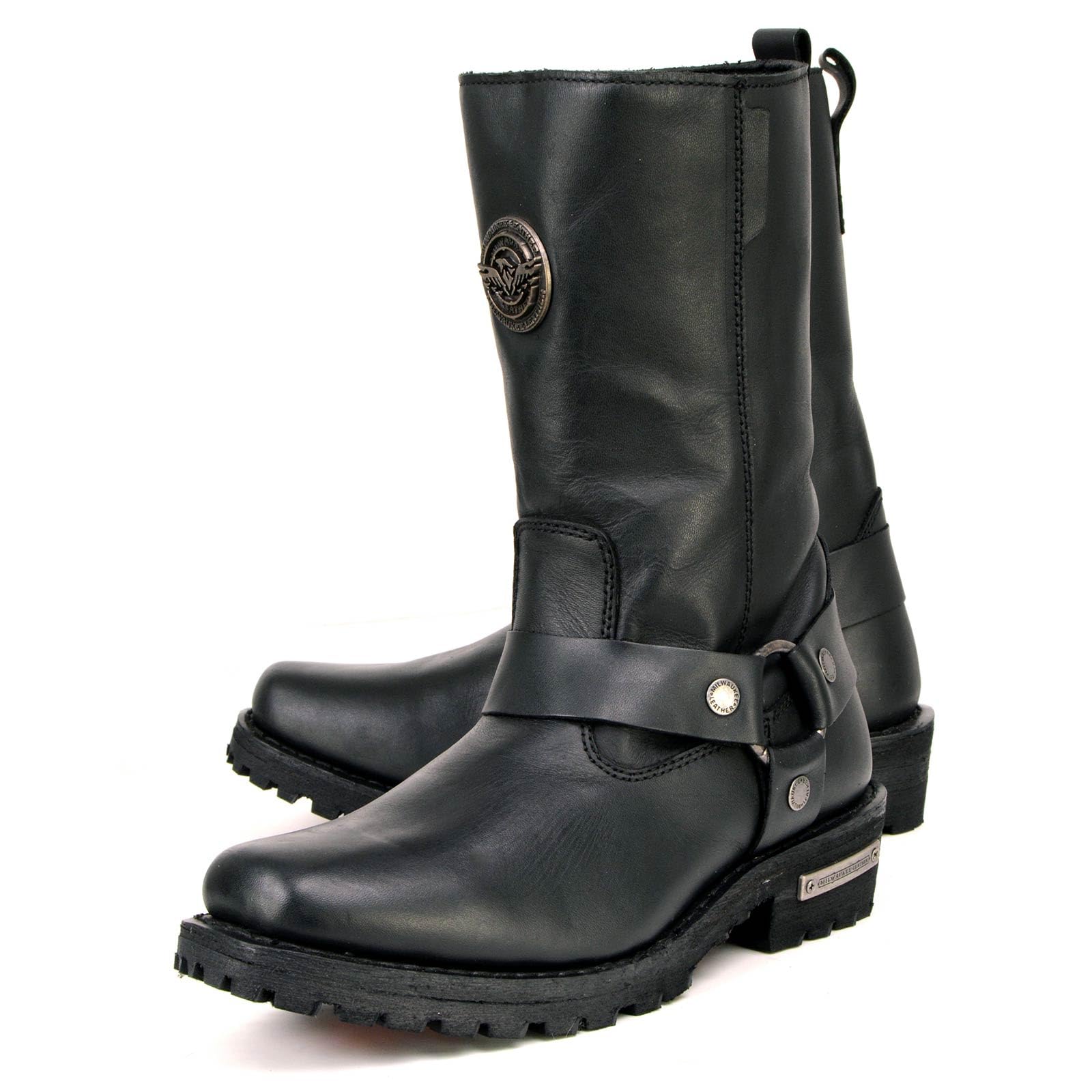 Milwaukee Leather Women's Black Leather 11" Classic Harness Motorcycle Boots, Size 5, Model MBL9360