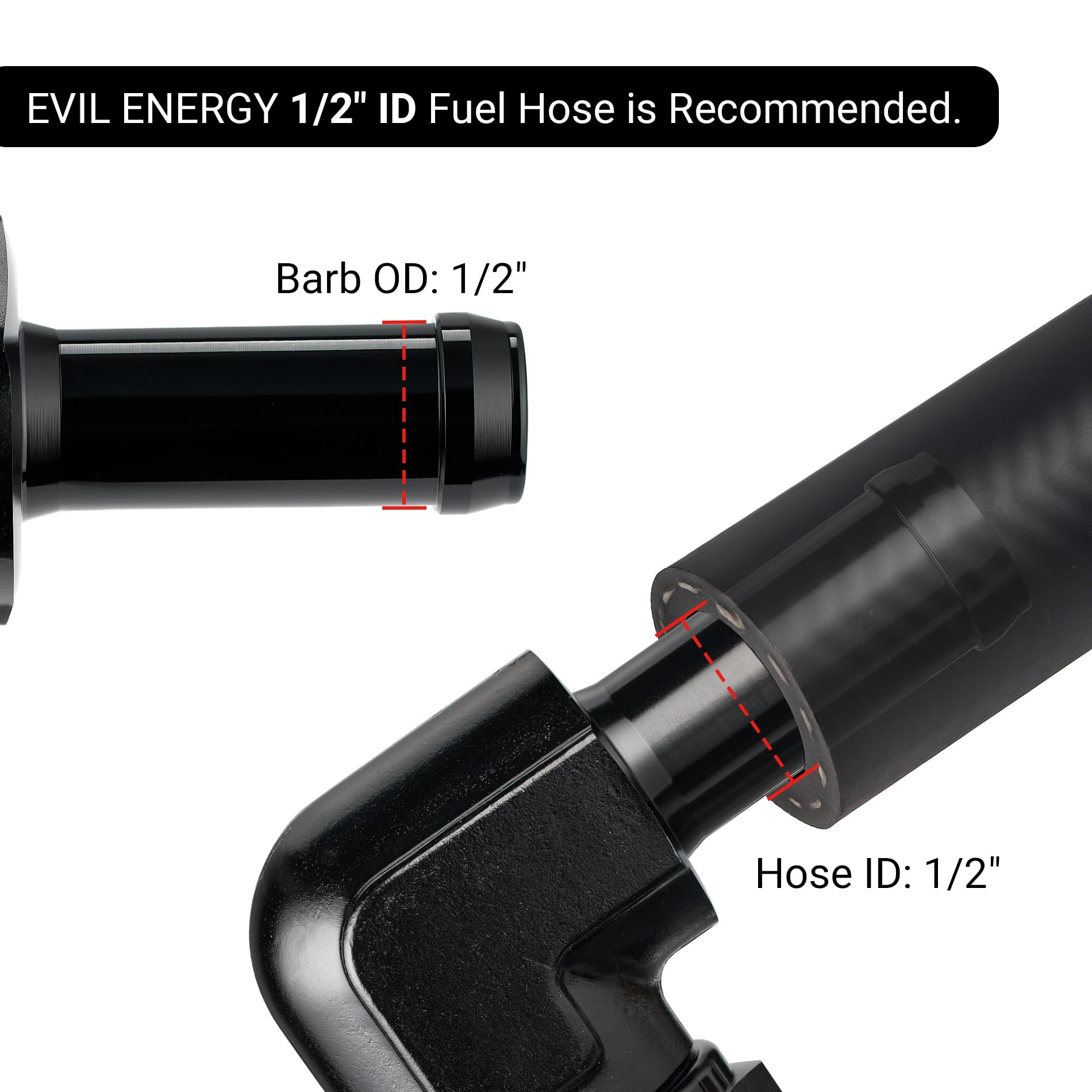 EVIL ENERGY 10AN Female to 1/2'' Barb Hose Fitting 90 Degree Swivel 2PCS