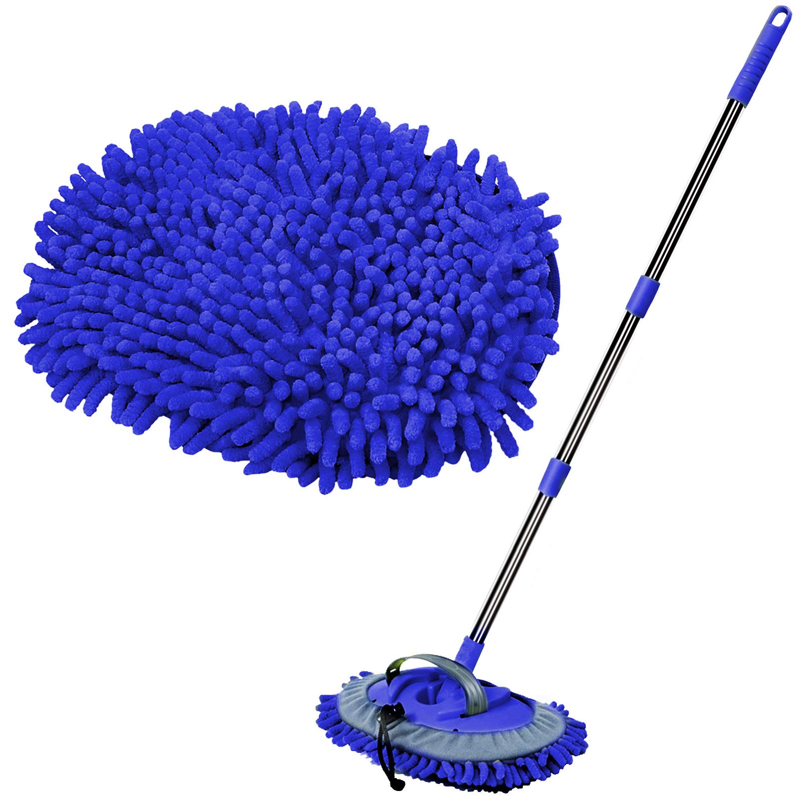 Willingheart 47.5'' Car Wash Brush Mop Cleaning Tool With Long Handle Kit For Washing Detailing Cars Truck, Suv, Rv, Trailer, Bo