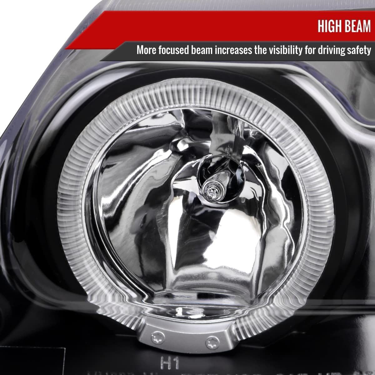 Carpartsinnovate Fits 99-04 Replacement Black Led Halo Projector Headlights Head Lamps