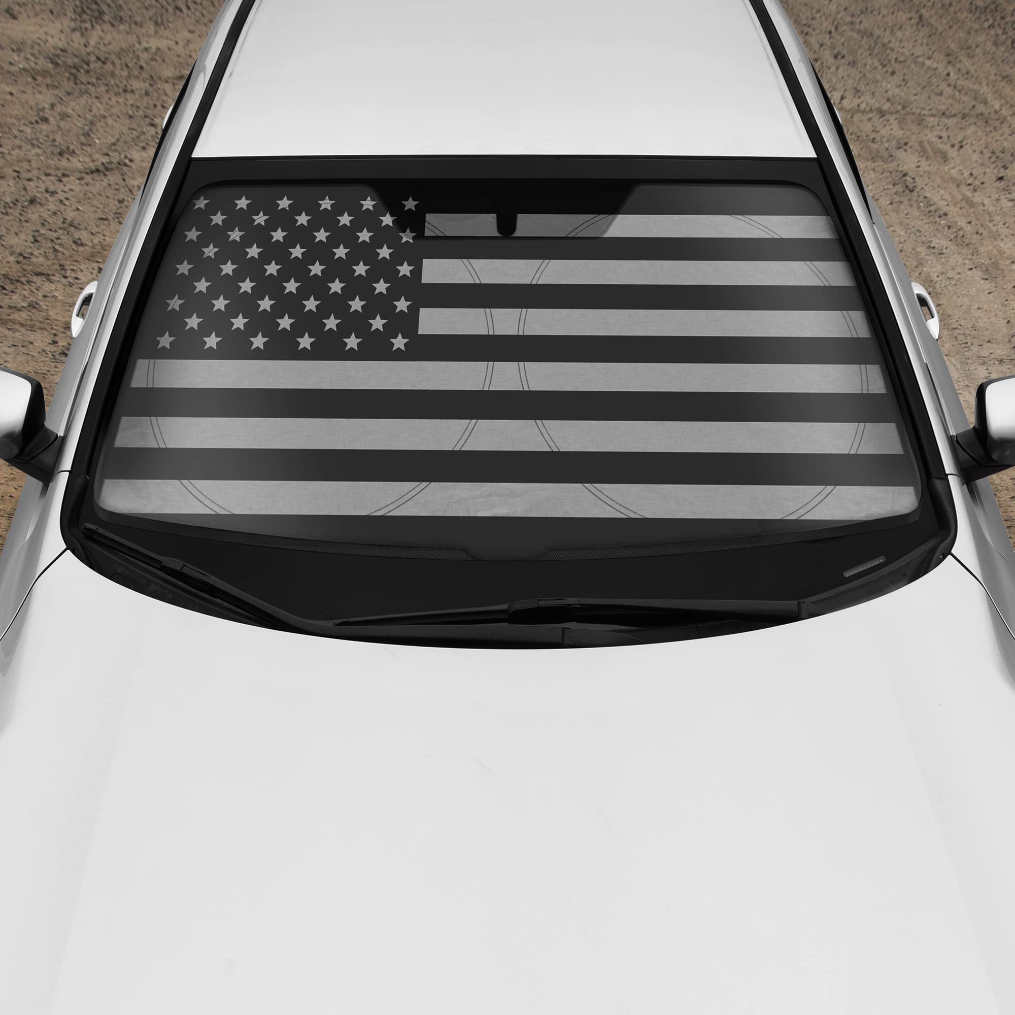 Bdk Usa Black American Flag Accordion Sun Visor For Car Windshield Cover - Truck Window Shades Car Flag & Sun Visor For Truck Wi