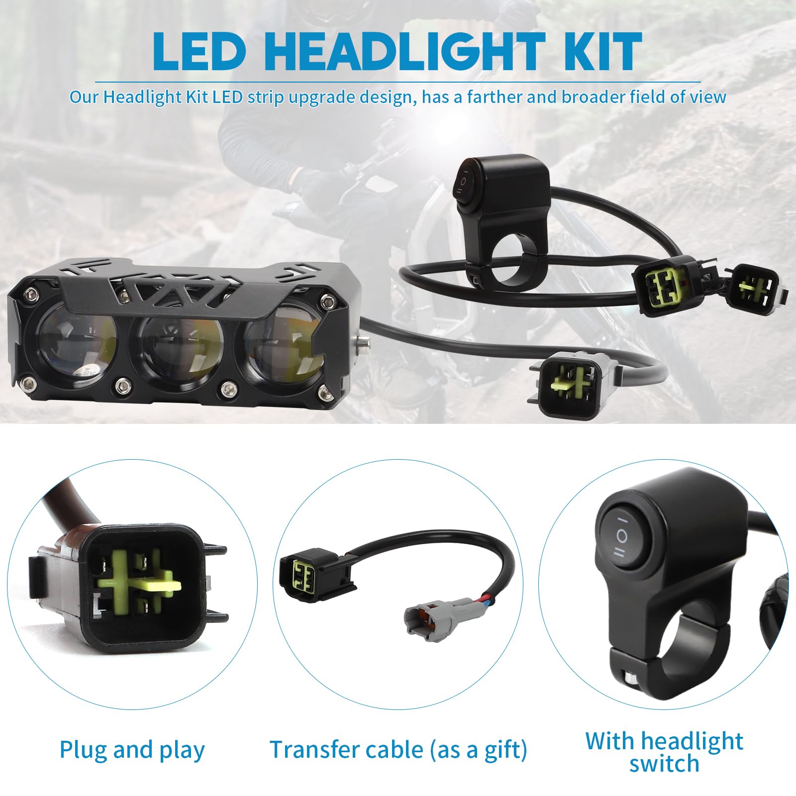Alpha Rider LED Headlight Kit for Talaria Sting R MX4/SUR-RON - High Brightness, 2 Modes, Easy Plug & Play Front Headlamp with Switch