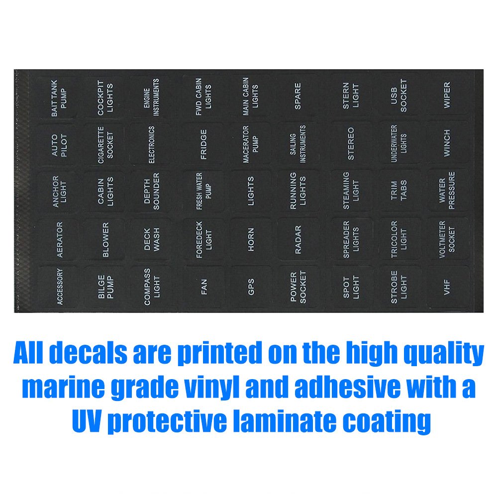BUNKER INDUST Set of 2 Black 3M Vinyl Decal Sticker Labels for Caravan Marine Boat Dash Board Instrument Rocker Switch Circuit Panel