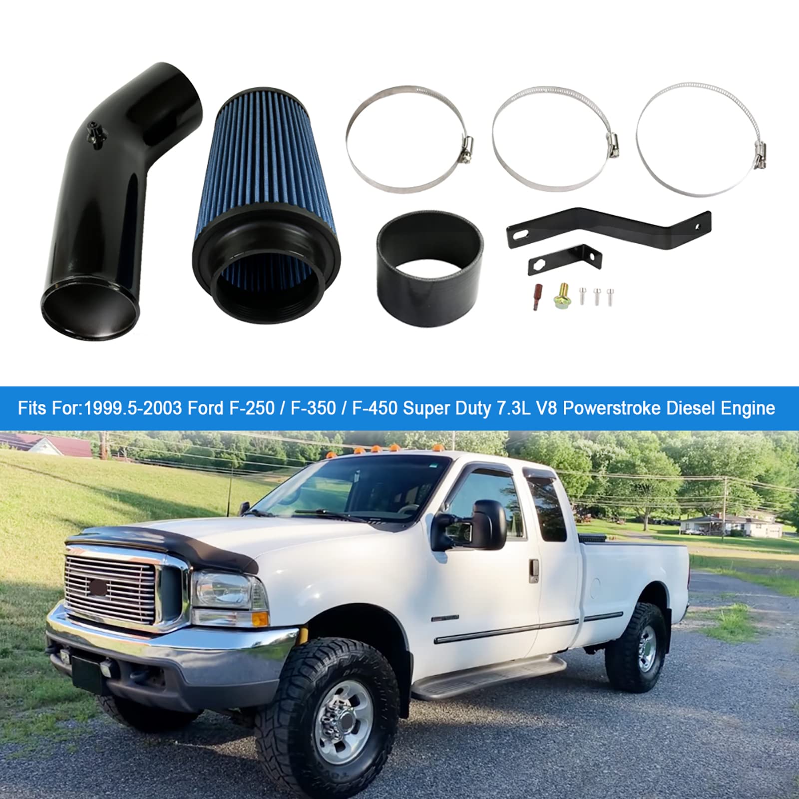 Oiled Cold Air Intake 7.3 Diesel Kit Air Intake Pipe With Oiled Filter Replacement For Ford F250 F350 F450 Super Duty 7.3L Power