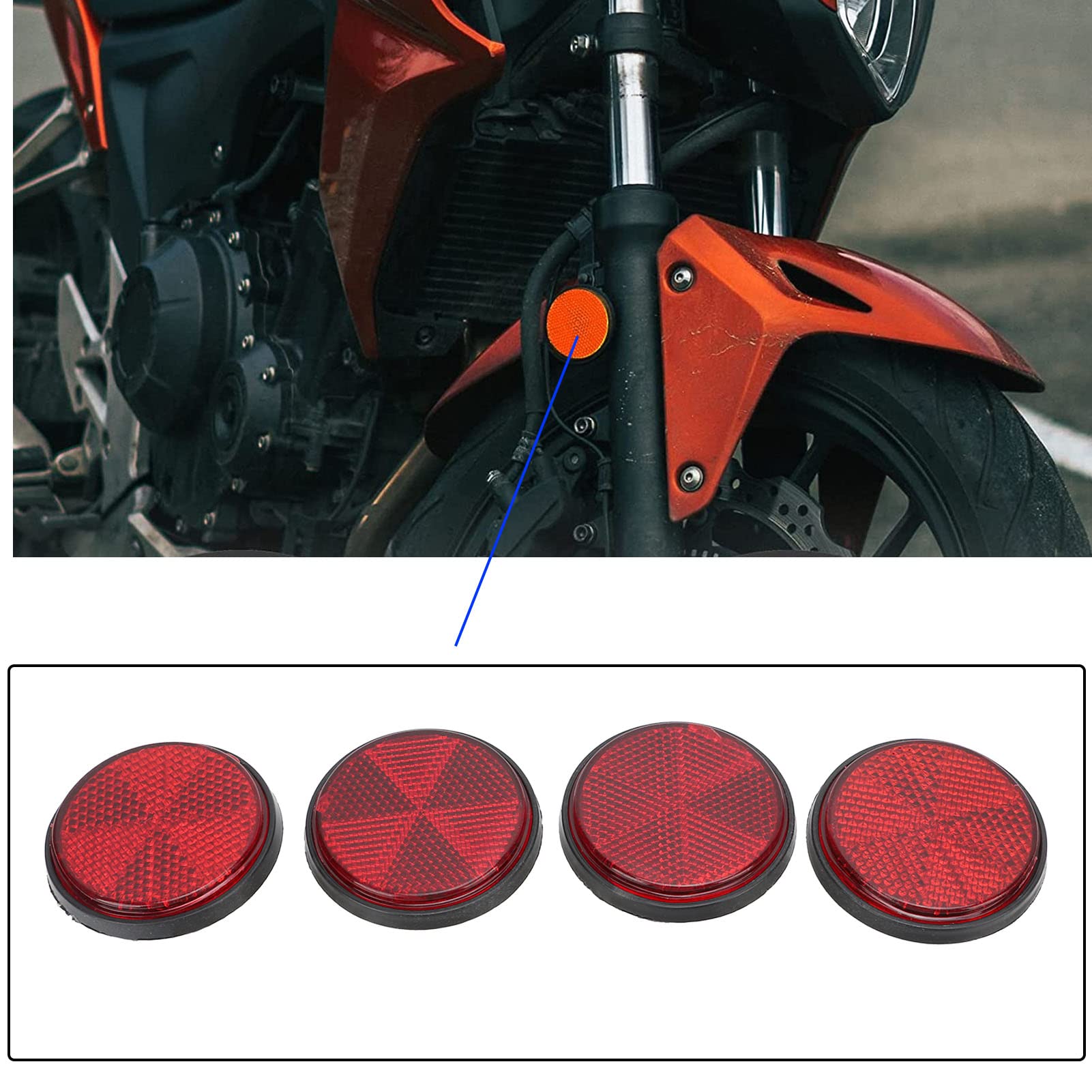 4Pcs Warning Reflector,2in Round Side Marker Reflectors Red M6x1.0 Thread for Motorcycle Bicycles Semi Trucks Trailers Boats Sco