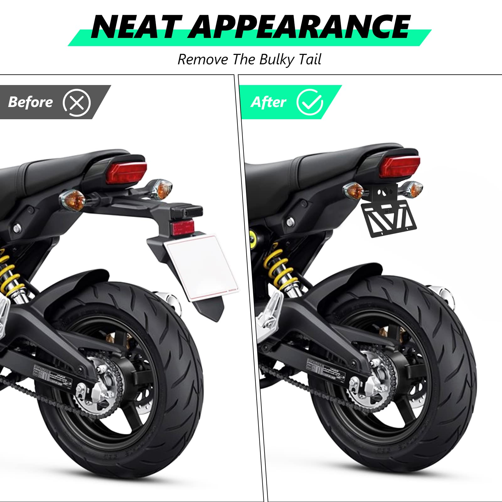 Inkudri 2023 2024 Grom Fender Eliminator 2022 Grom Tail Tidy Grom License Plate Bracket Mount 2024 Grom License Plate Holder Fit
