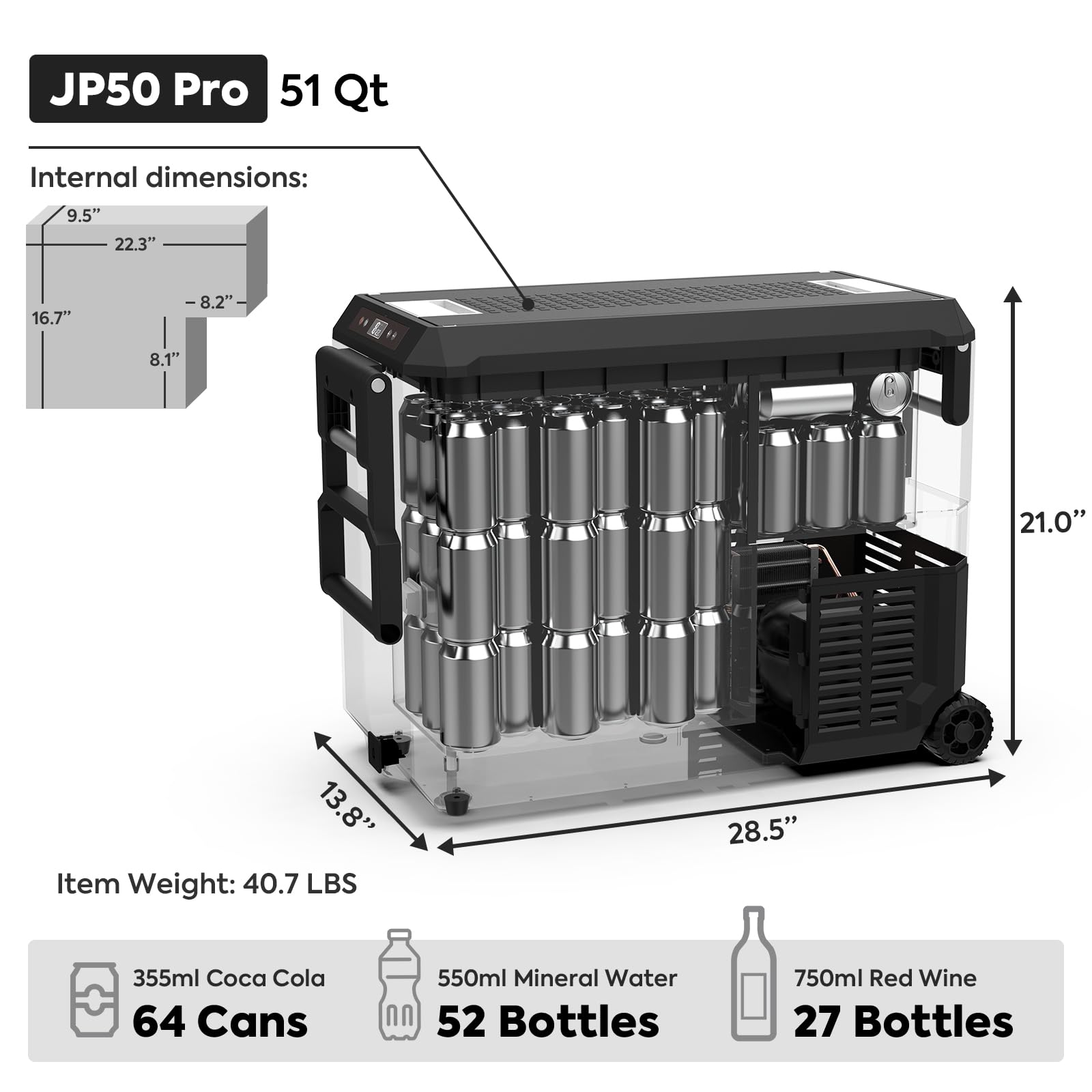 Iceco Jp50 Pro Portable Refrigerator,12Volt Car Fridge Freezer, Compact Refrigerator With Secop Compressor, For Outdoor, Camping