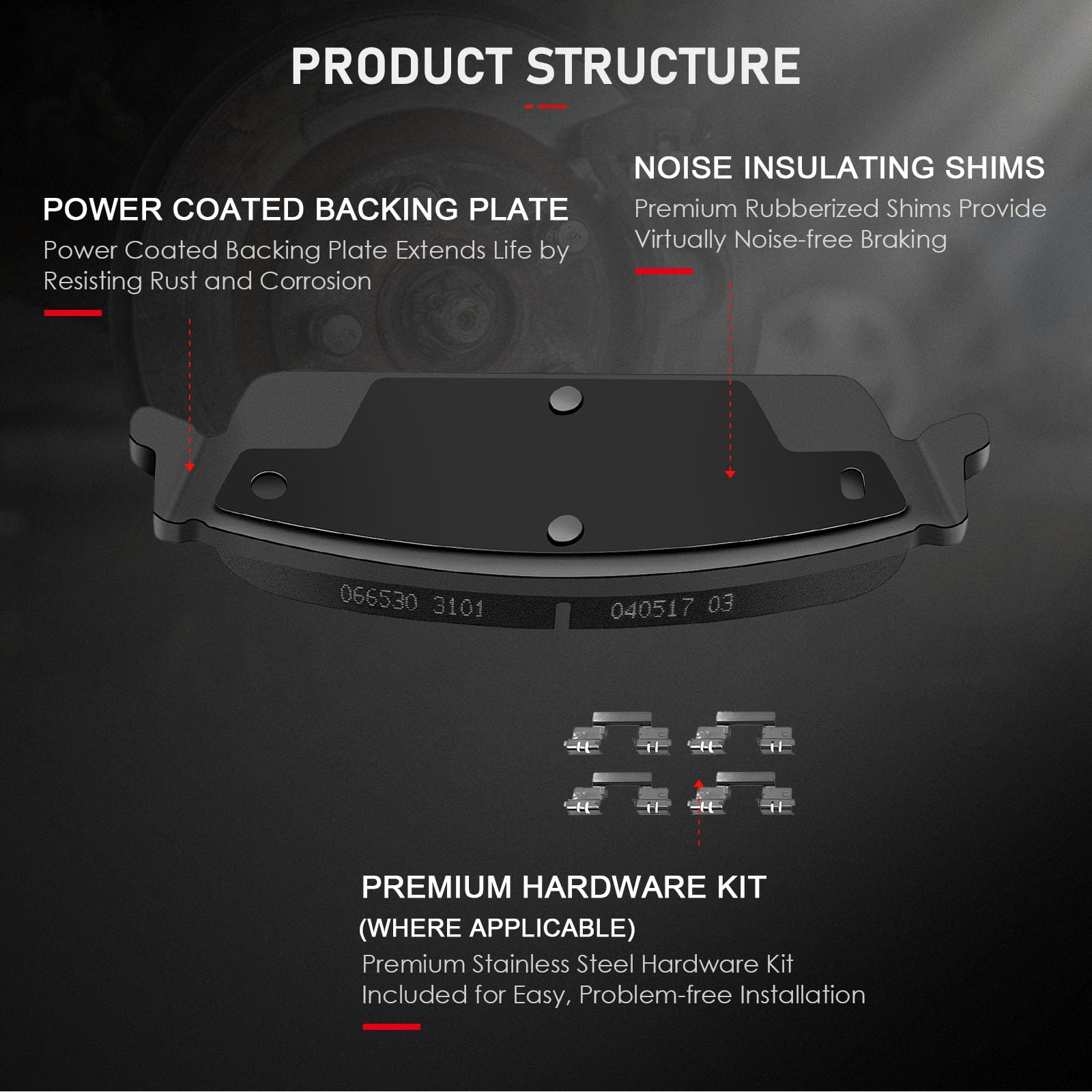 Cciyu D1194 4Pcs Rear Ceramic Brake Pads Kits For Cadillac, Chevrolet & Gmc (2007-2014)