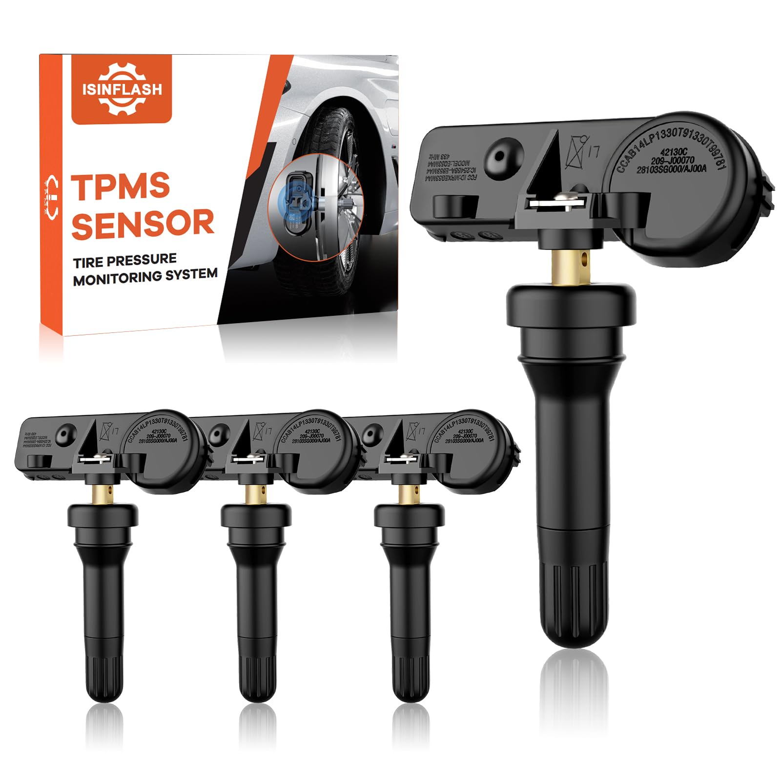 ISINFLASH 433MHz TPMS Tire Pressure Monitoring System Sensor Compatible with Chrysler Jeep Wrangler JK Dodge Ram Charger Replace