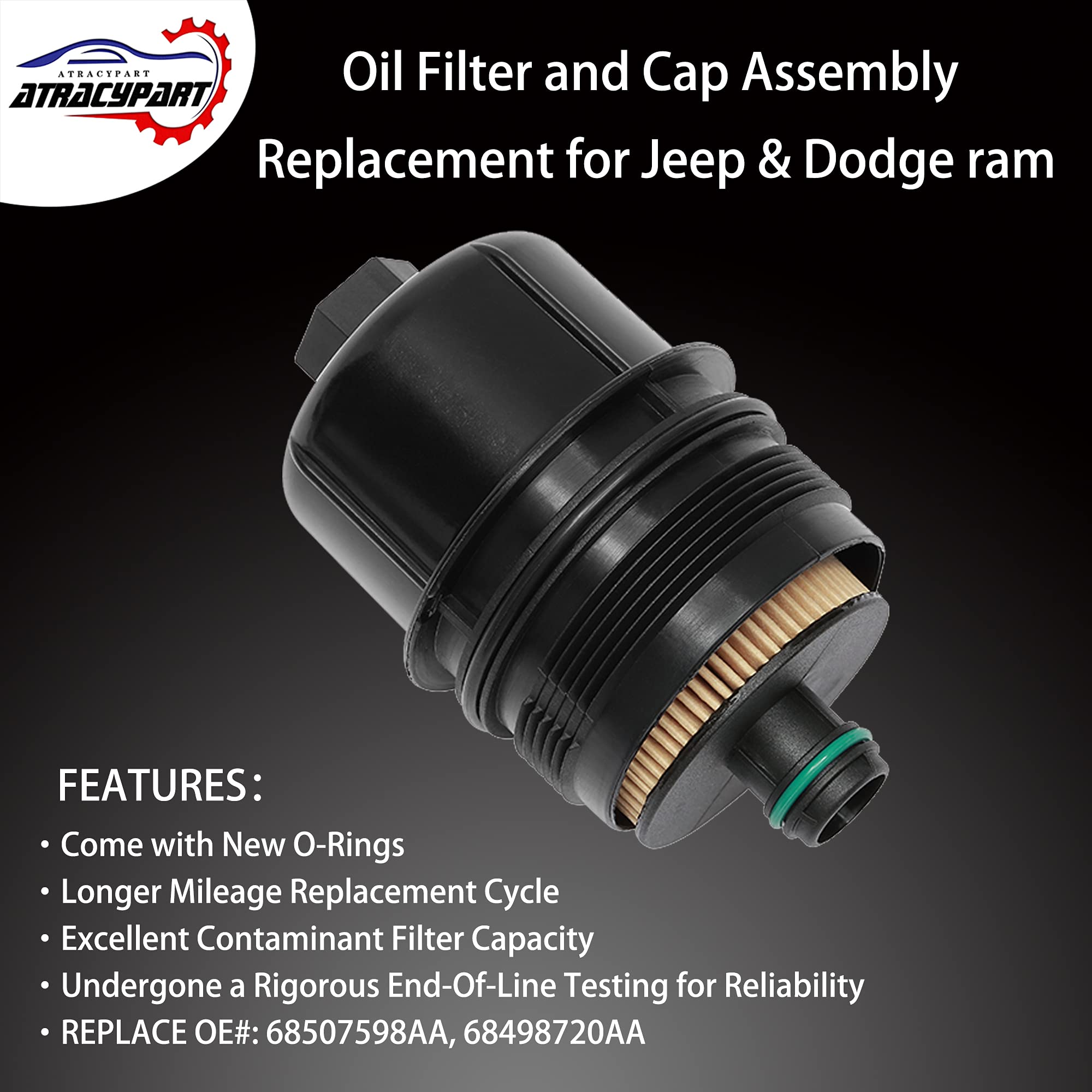 Engine Oil Filter  Replacement for Jeep Ram 3.0L V6 EcoDiesel 2020-2021 Jeep Wrangler JL, 2021 Jeep Gladiator, 2020-2022 Ram 150
