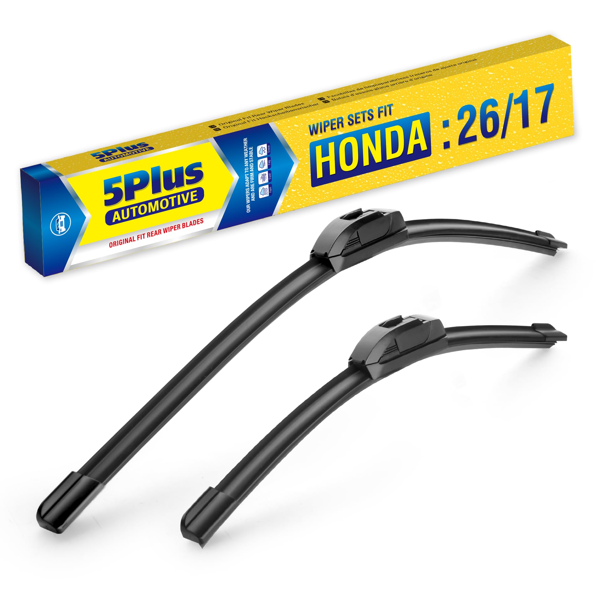 5 Plus 26''+17'' Windshield Wiper Blades, Replacement For Honda Crv 2021-2017,2011-2007 (Set Of 2), Premium All-Season Automotiv
