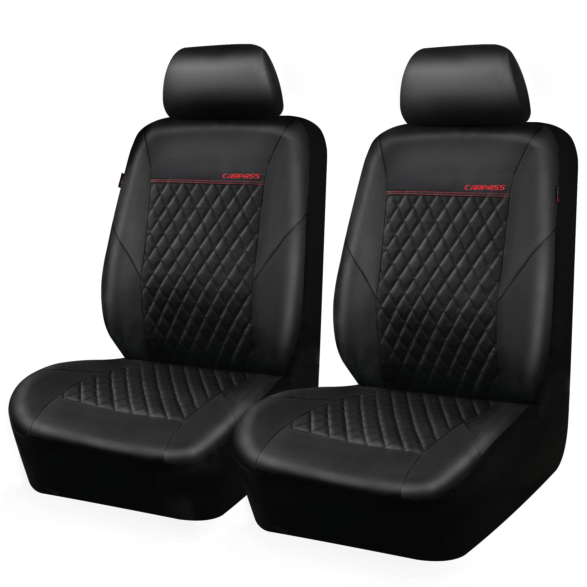 Car Pass Quilting Leather Seat Cover Two Front Seats Only, Universal Fit Automotive Front Seat Covers Waterproof Deluxe Pu Premi