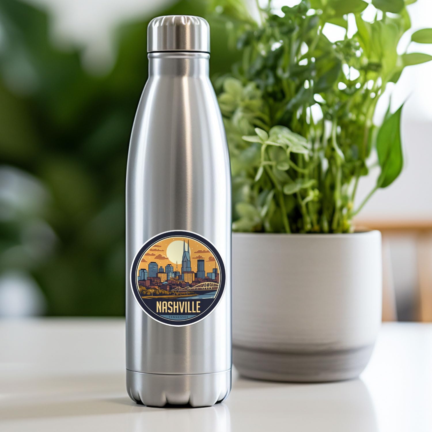 Nashville City Sticker - Waterproof Vinyl Decal for Car Bumper, Laptop, Water Bottle, Wall, and Window, Size - 5'' Longer Side