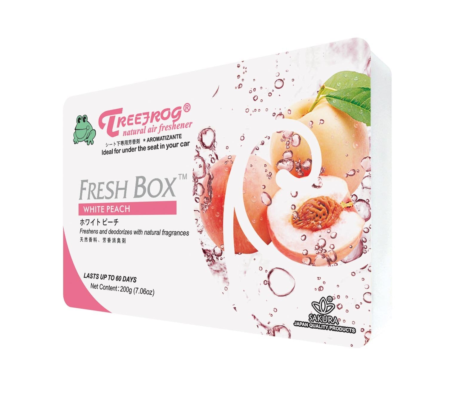 Air Freshener Peach Scent 5 Pack, Treefrog Fresh Box White Peach, Tree Frog Last Long, Large Size Car Air Freshener