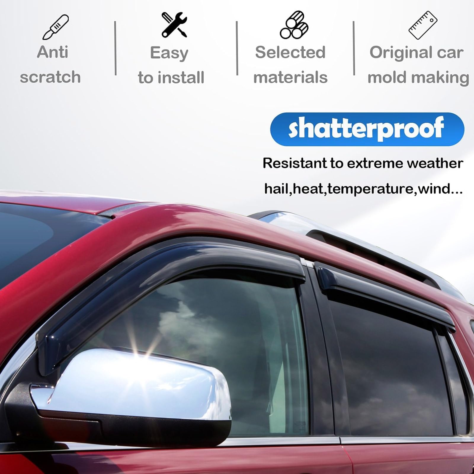 Window Rain Guards for 2007-2014 Ford Edge & 2007-2015 Lincoln MKX, Window Visor Guard Vent Wind Shade Deflector Rain Shield Pro