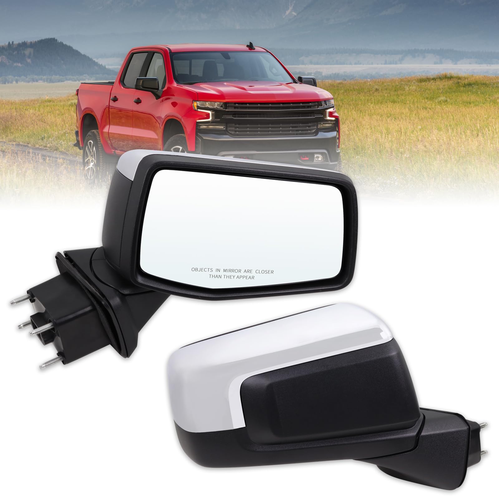 Lqito Right Passenger Side Mirror Compatible With 2019-2025 Chevy Silverado 1500 With Manual Folding Power Glass Temperature Sen