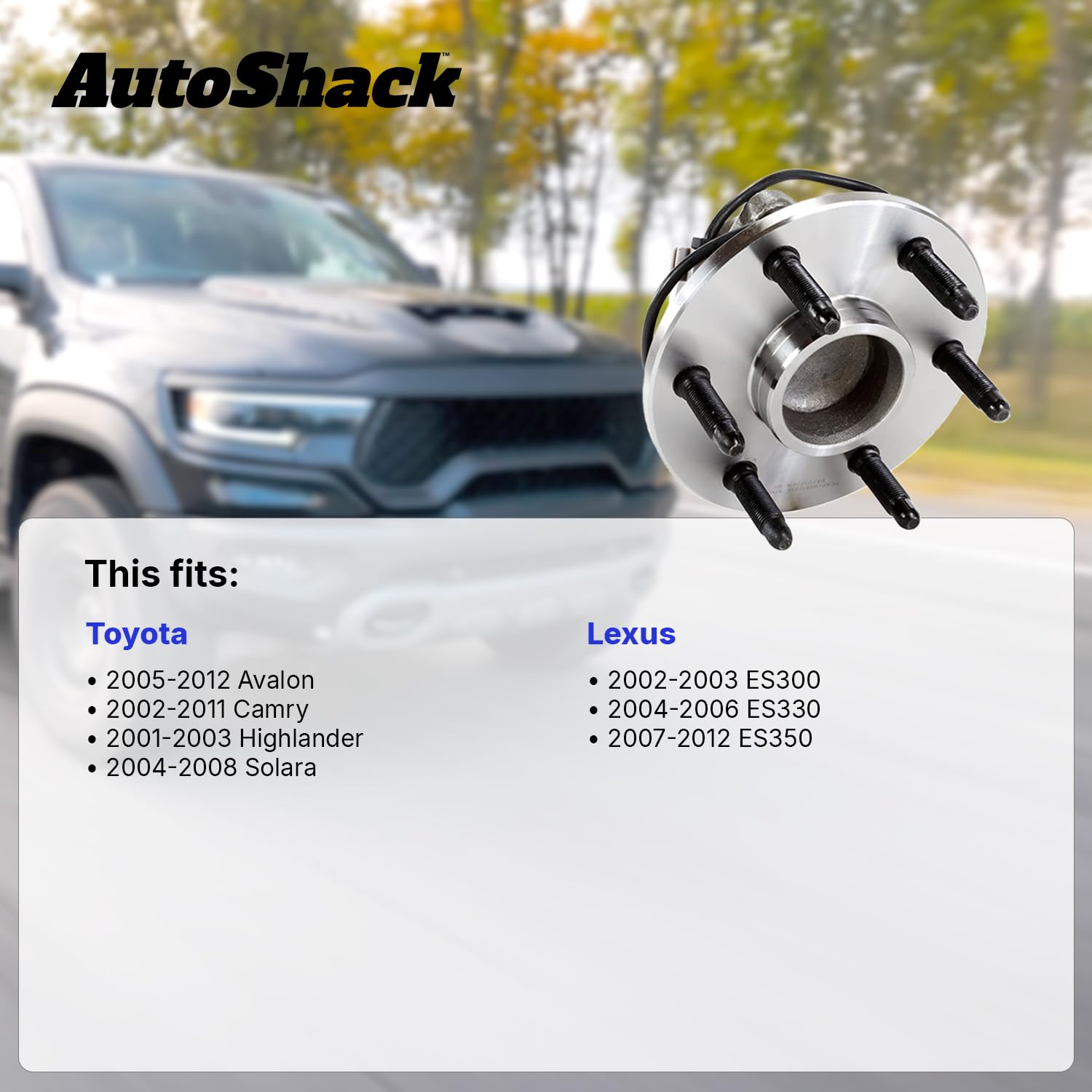 Autoshack Rear Wheel Hub Bearing Pair Of 2 Driver And Passenger Side Replacement For Lexus Es350 Es330 Es300 Toyota Highlander 2002-2011 Camry 2004-2008 Solara 2005-2012 Avalon V6 Fwd 5-Lug Hb612208Pr