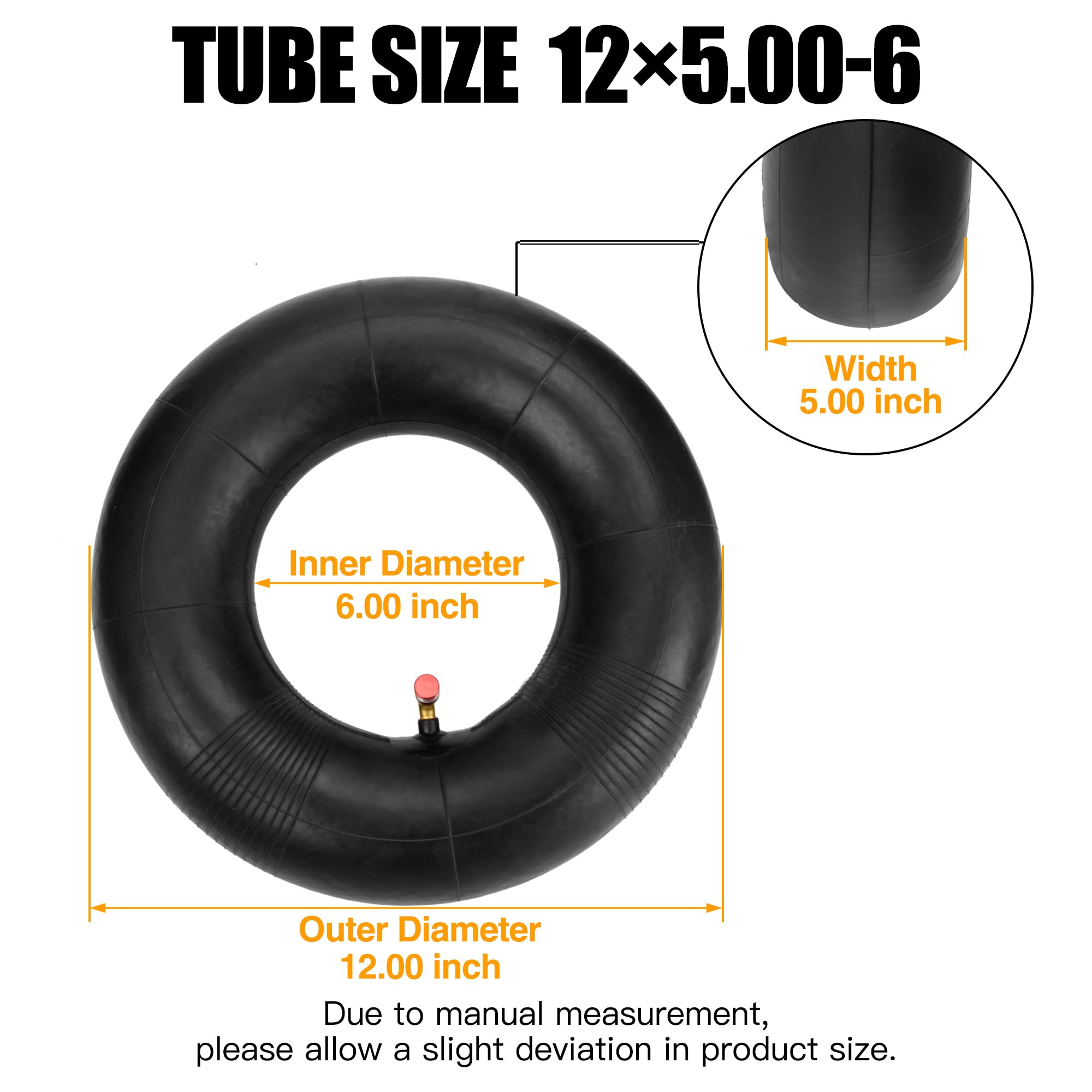 Fvrito 12X5.00-6 Inner Tube For Razor Dirt Quad 4 Wheeler Electric Atv (Versions 19 And Up) Go Kart Yard Tractors Wheelbarrow La