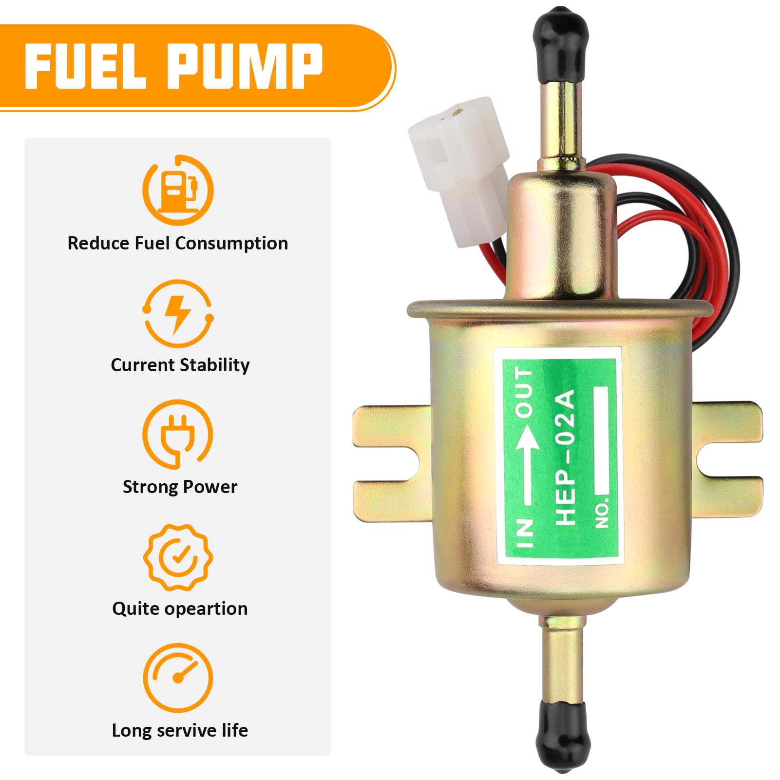 12V Electric 1/4 Fuel Pump Universal Low Pressure Transfer Inline Fuel Pump For Motorcycle Carburetor Lawn Mower Gas Diesel Engi