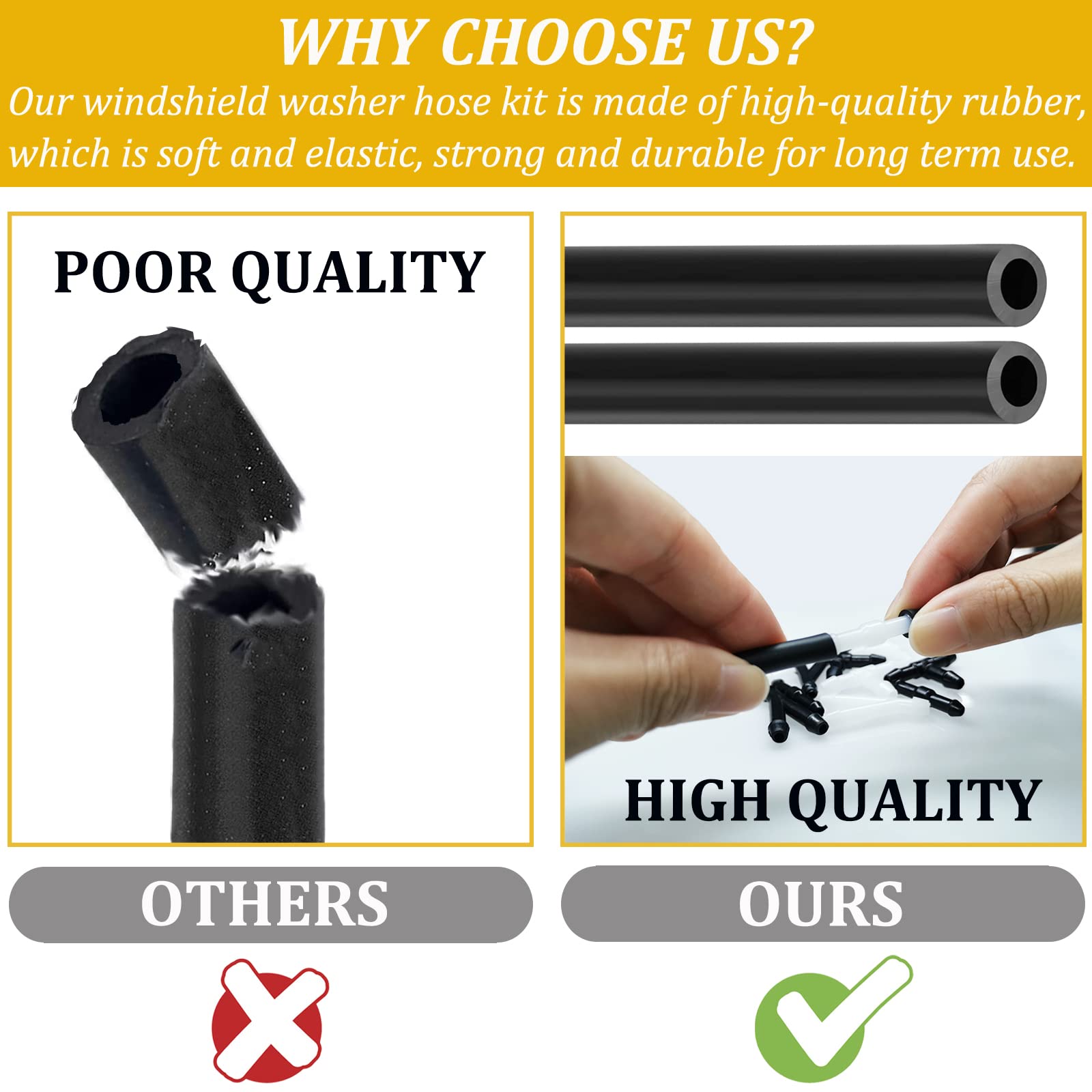 Windshield Washer Hose, Windshield Repair Kit, 2Pcs 4M Washer Fluid Hoses With 24Pcs Hose Connectors For Most Vehicle Windshield