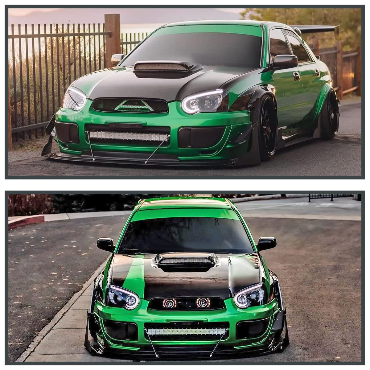 SPEC-D Tuning Projector Headlights w/LED Light Bar for 2004-2005 Subaru Impreza RS/WRX/Outback/STI, Matte Black, Left + Right Pair
